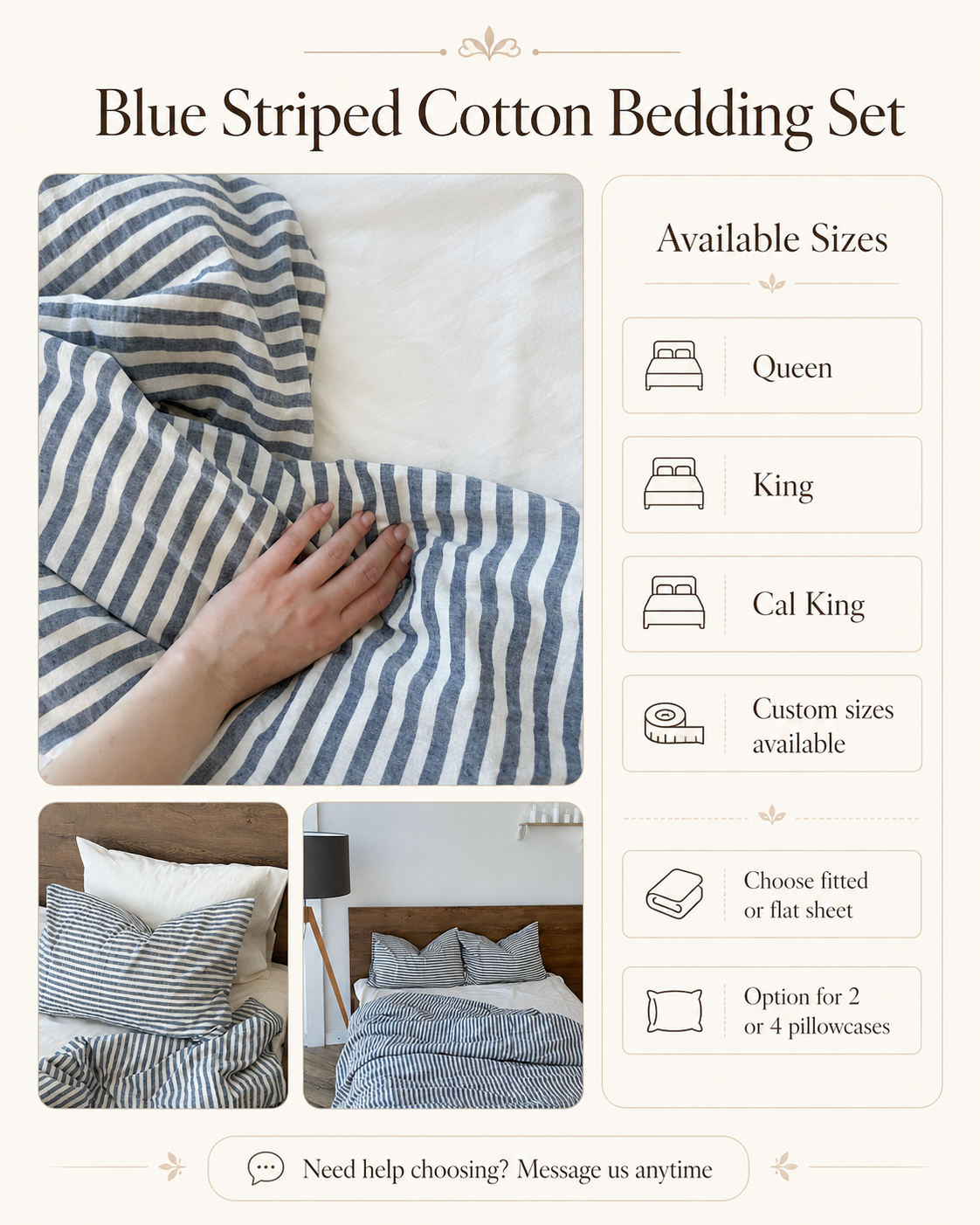 Washed Cotton Stripe Bedding Set