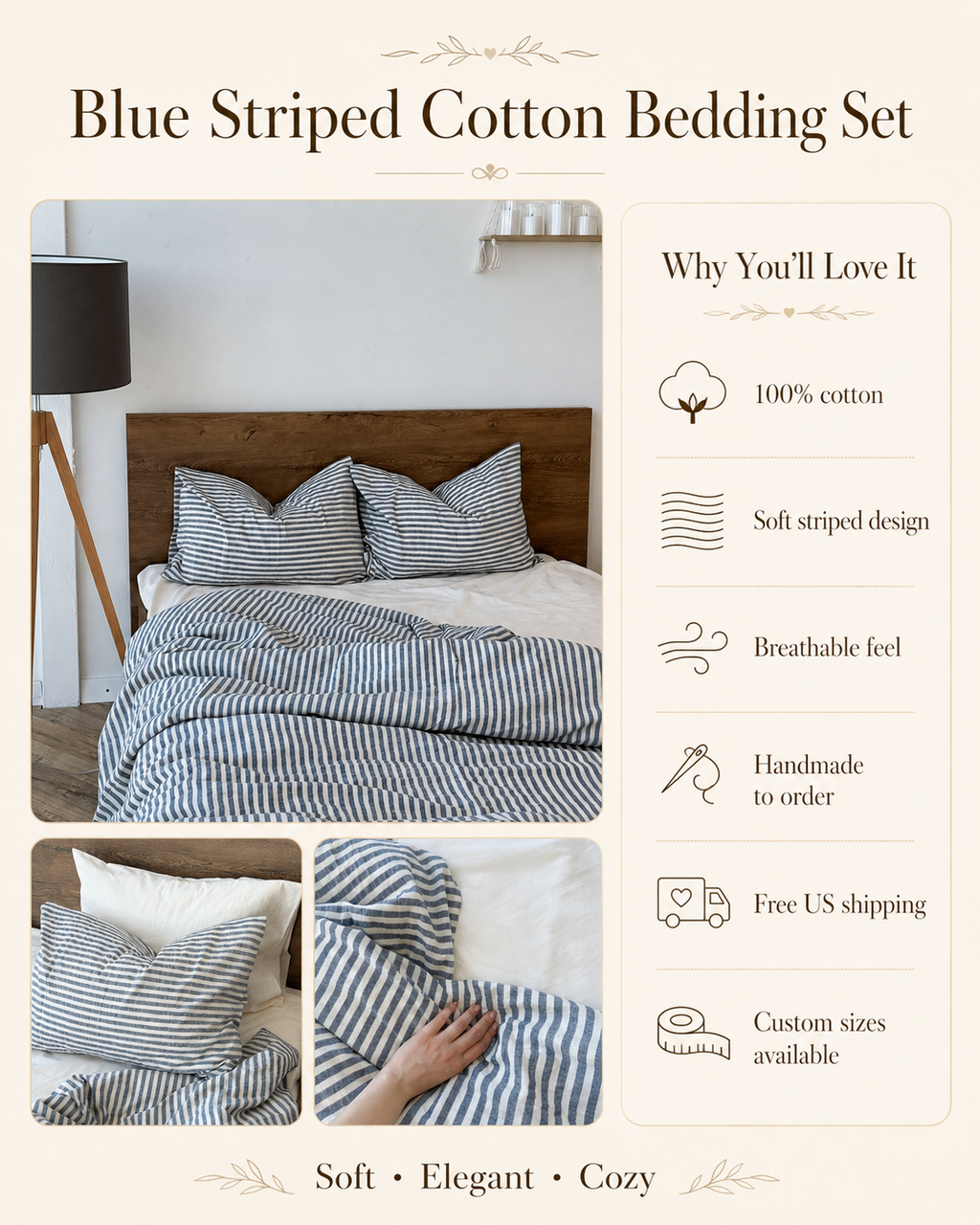 Washed Cotton Stripe Bedding Set