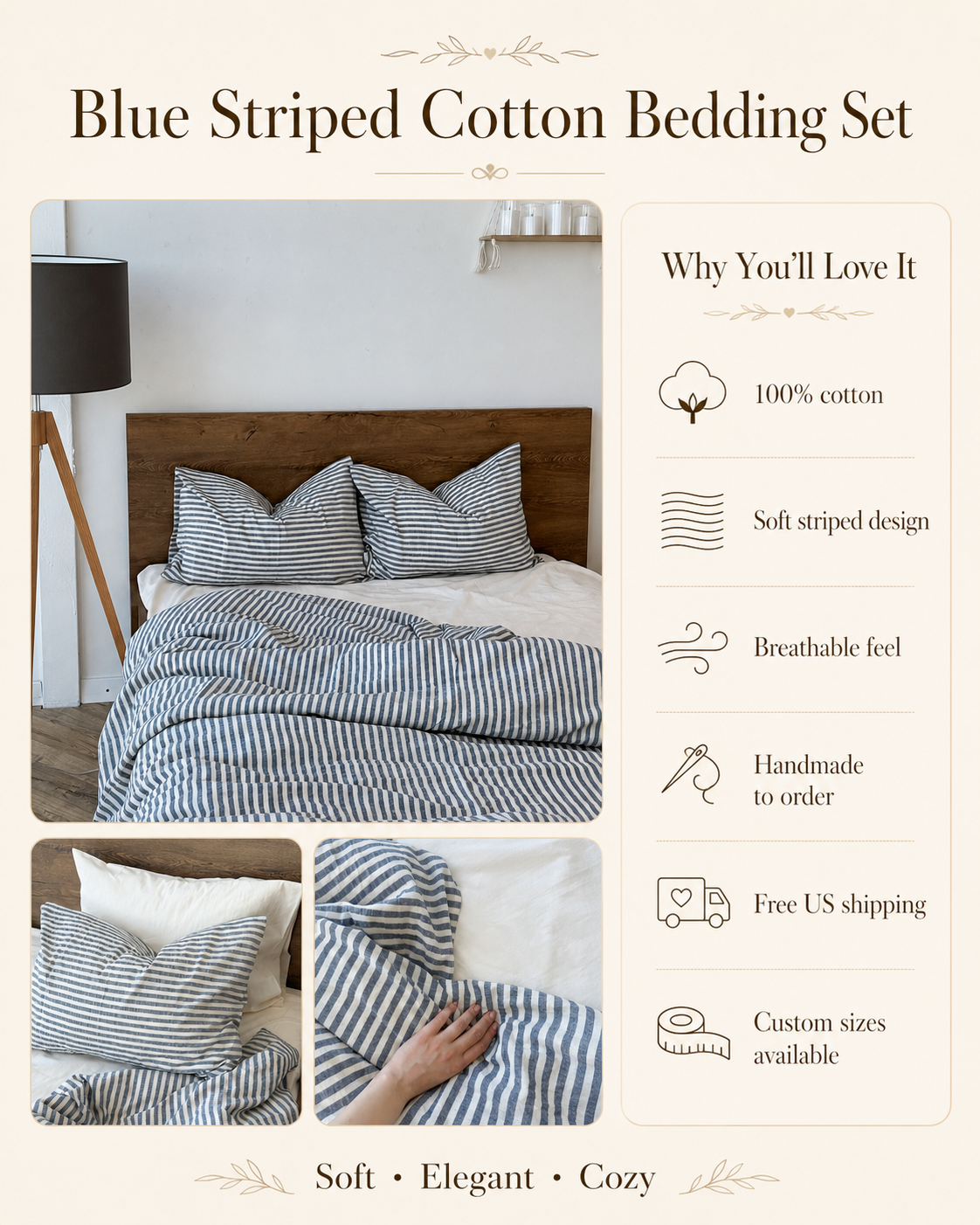 Washed Cotton Stripe Bedding Set
