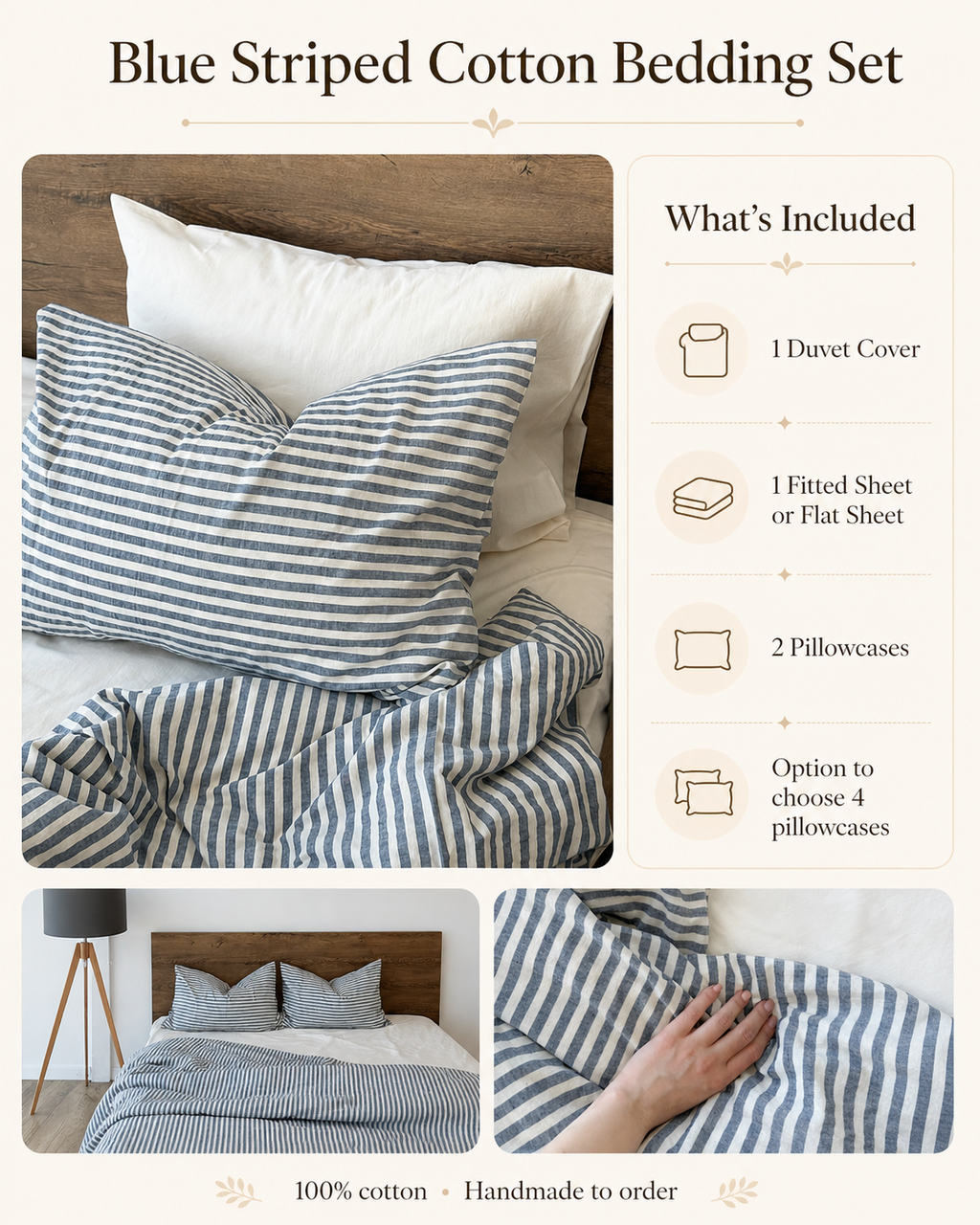 Washed Cotton Stripe Bedding Set