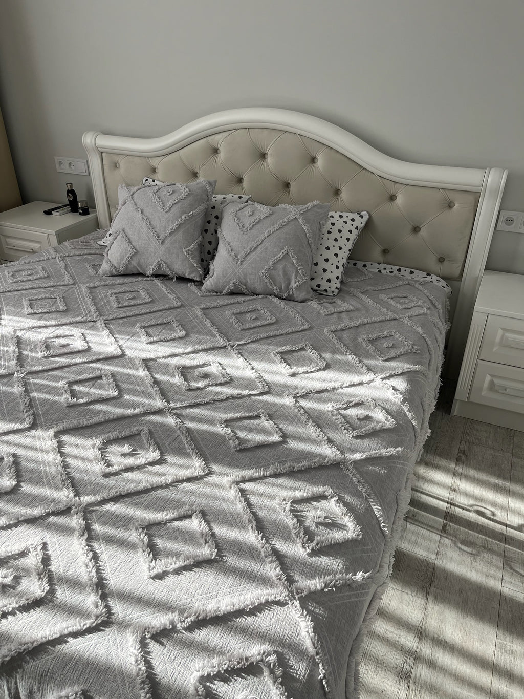 Light Grey Scandinavian Bedspread