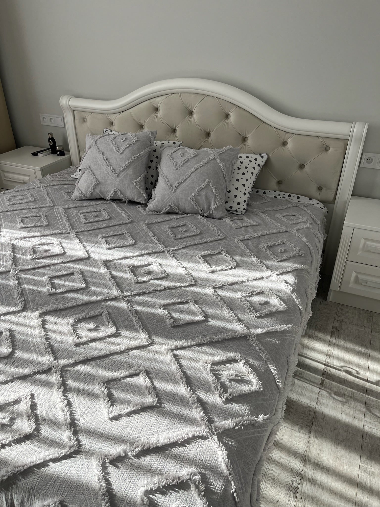 Light Grey Scandinavian Bedspread
