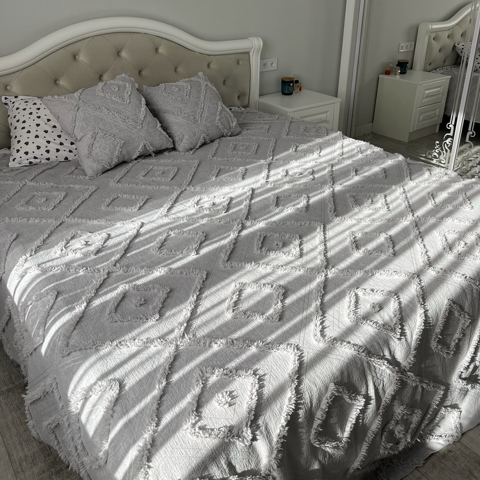 Light Grey Scandinavian Bedspread
