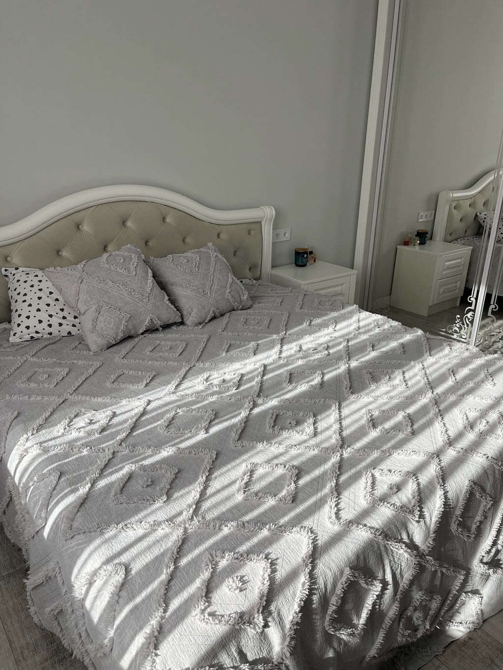 Light Grey Scandinavian Bedspread