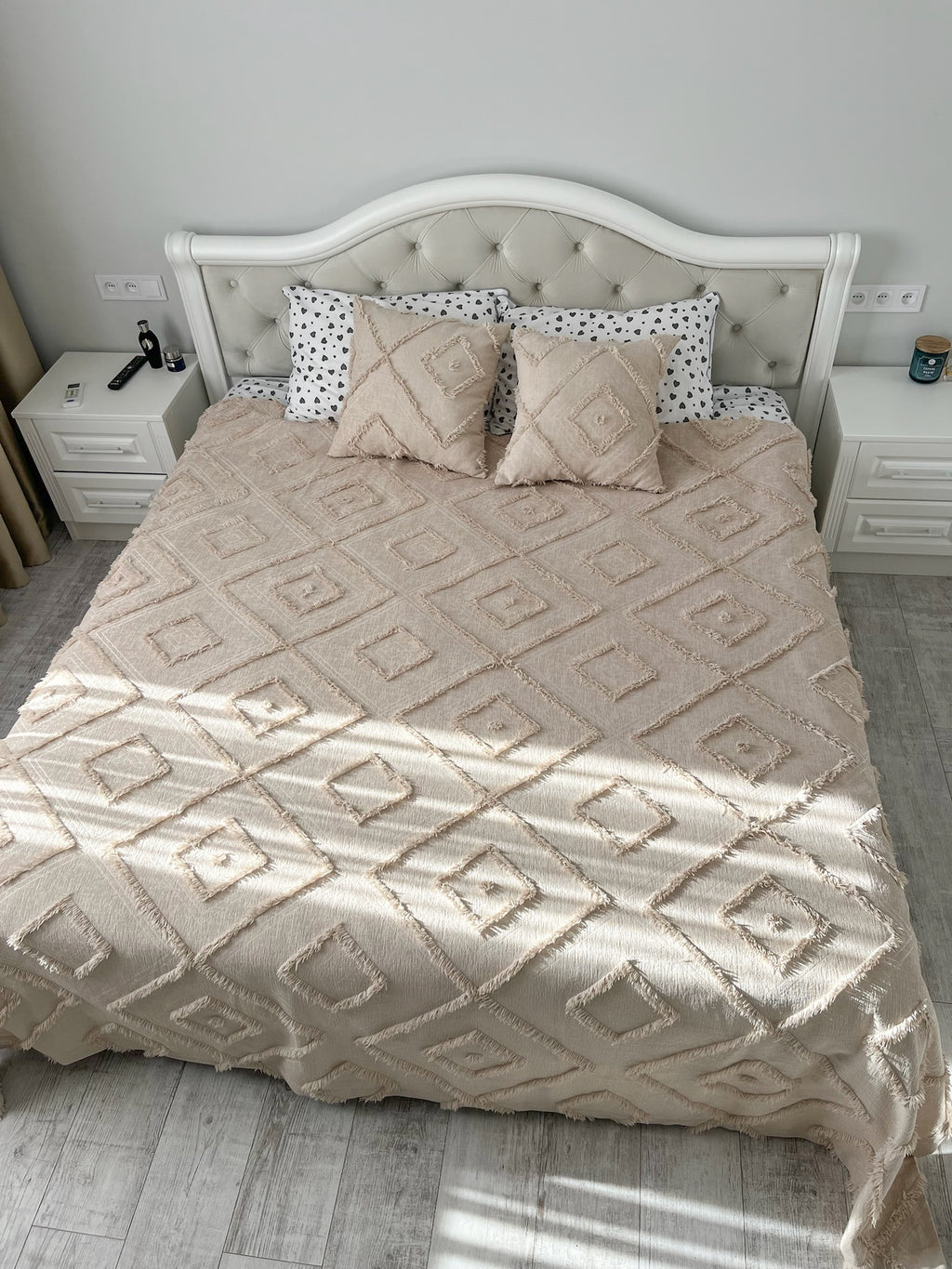 Soft Beige Scandinavian Bedspread