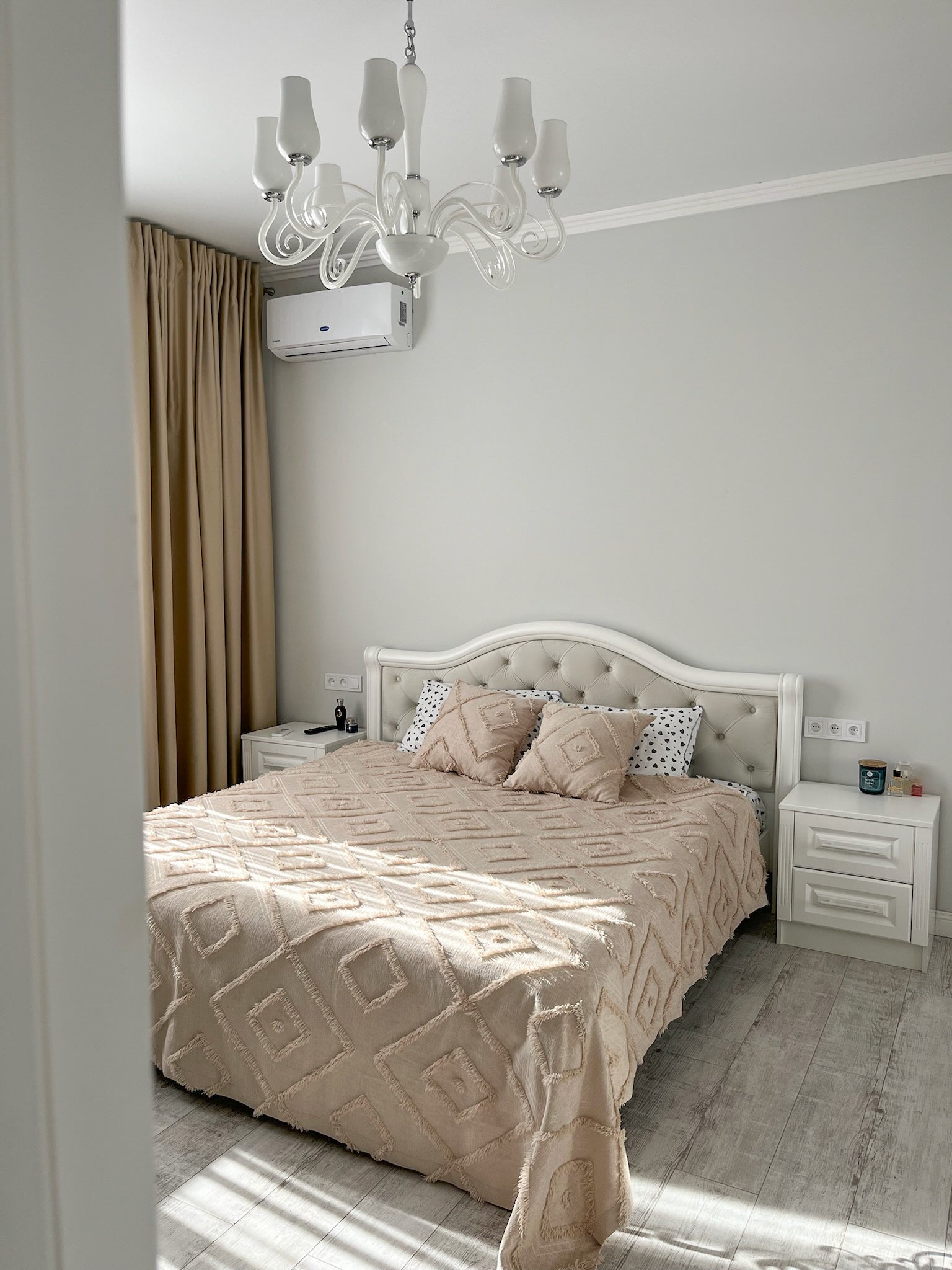 Soft Beige Scandinavian Bedspread