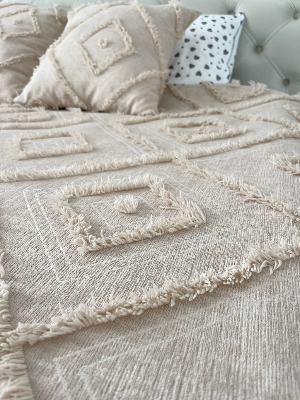 Soft Beige Scandinavian Bedspread
