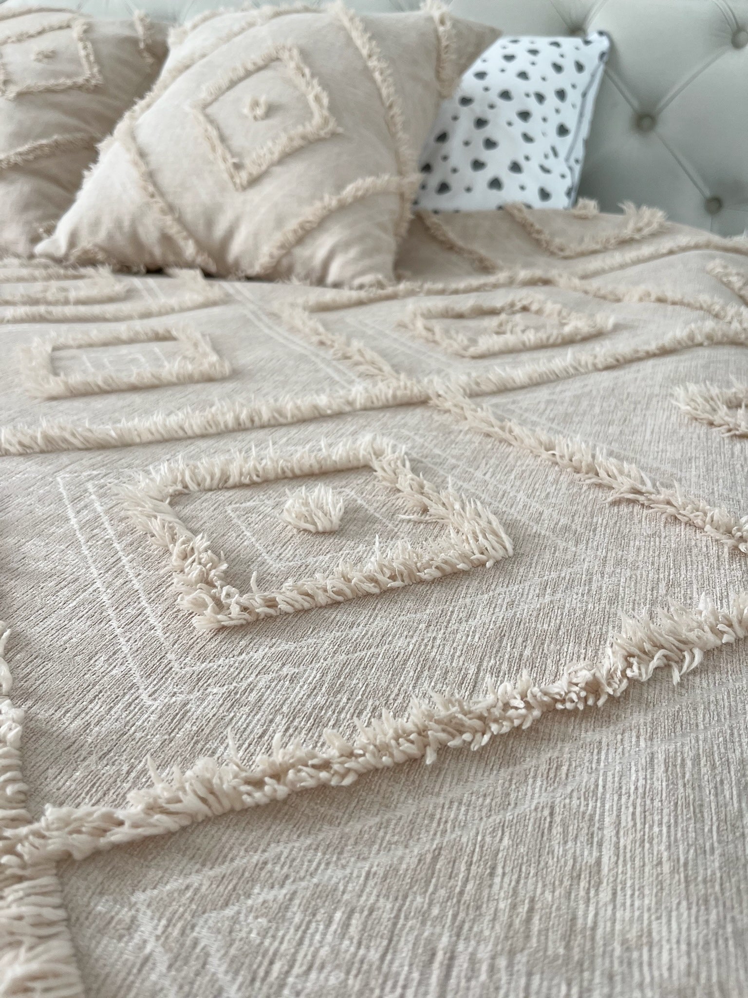 Soft Beige Scandinavian Bedspread