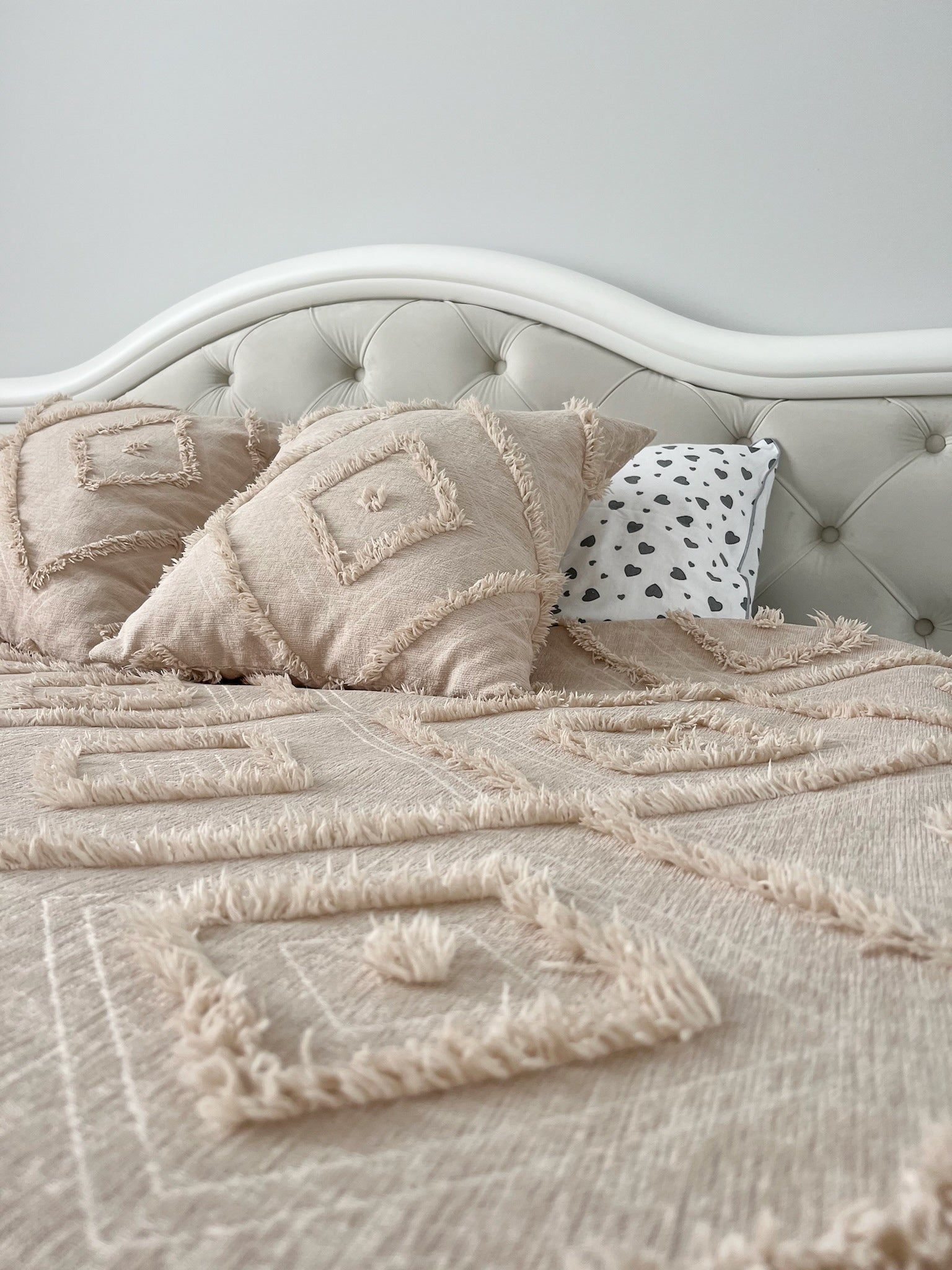 Soft Beige Scandinavian Bedspread