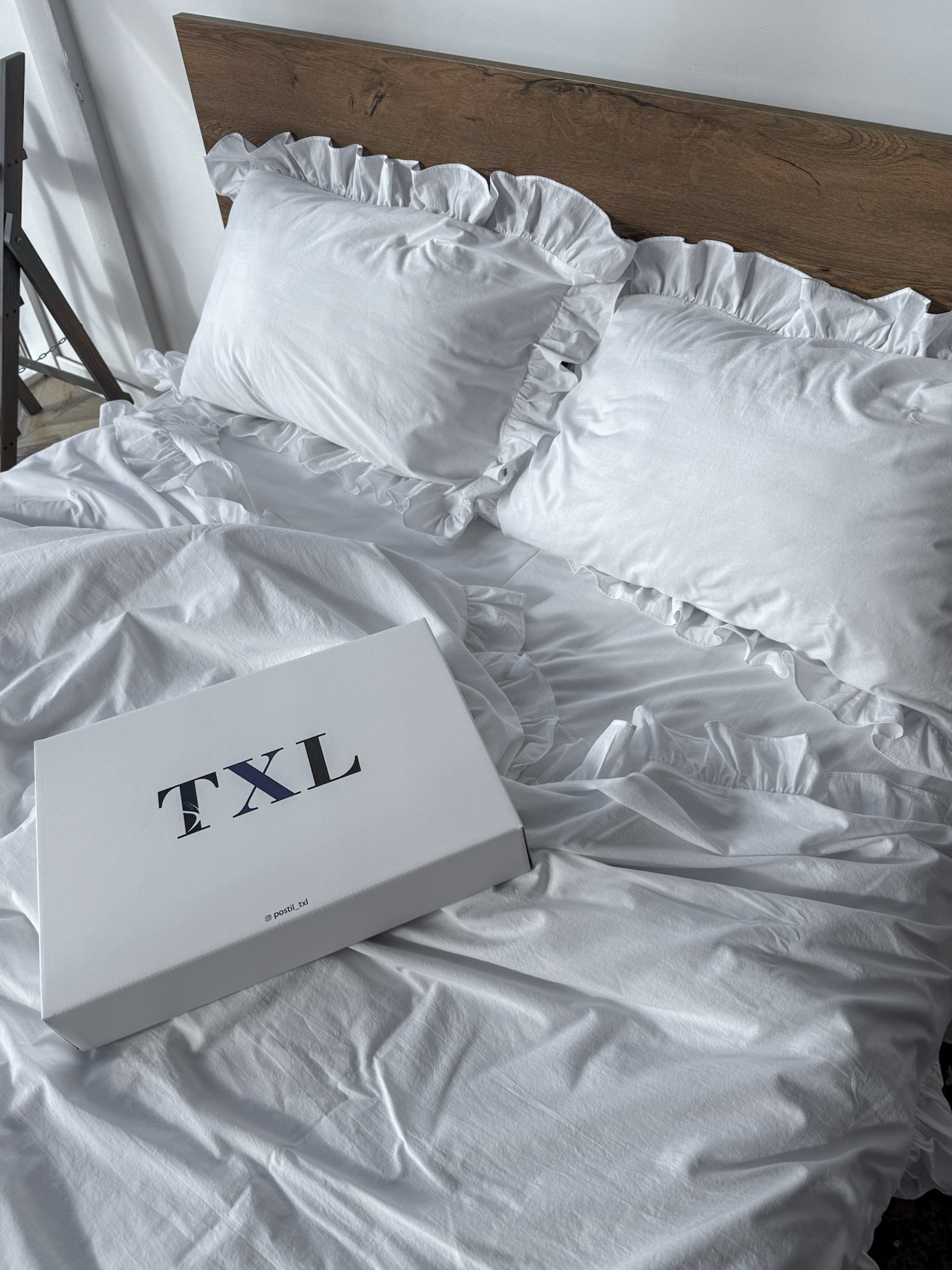 White Washed Cotton Ruffle Bedding Set | Handmade | Made to Order