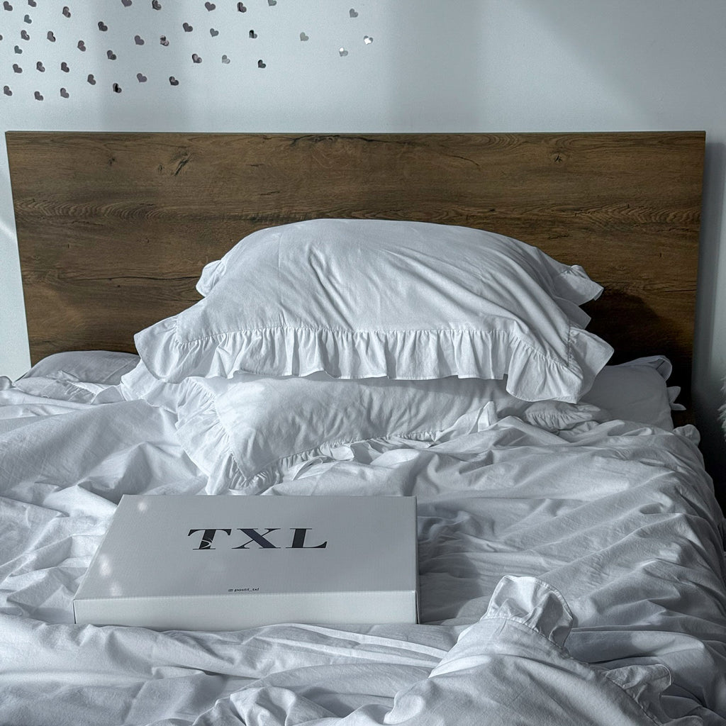 White Washed Cotton Ruffle Bedding Set | Handmade | Made to Order