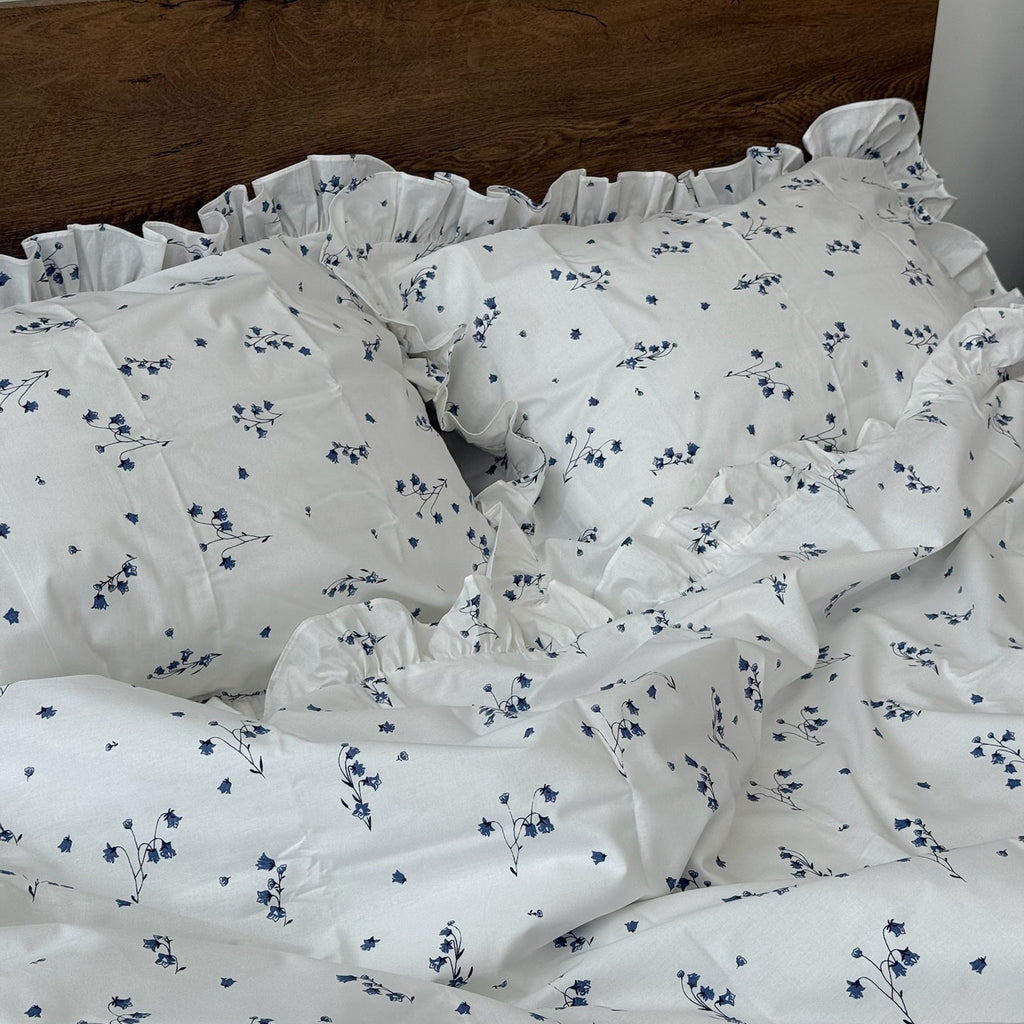 White Cotton Ranforce Floral Bedding Set