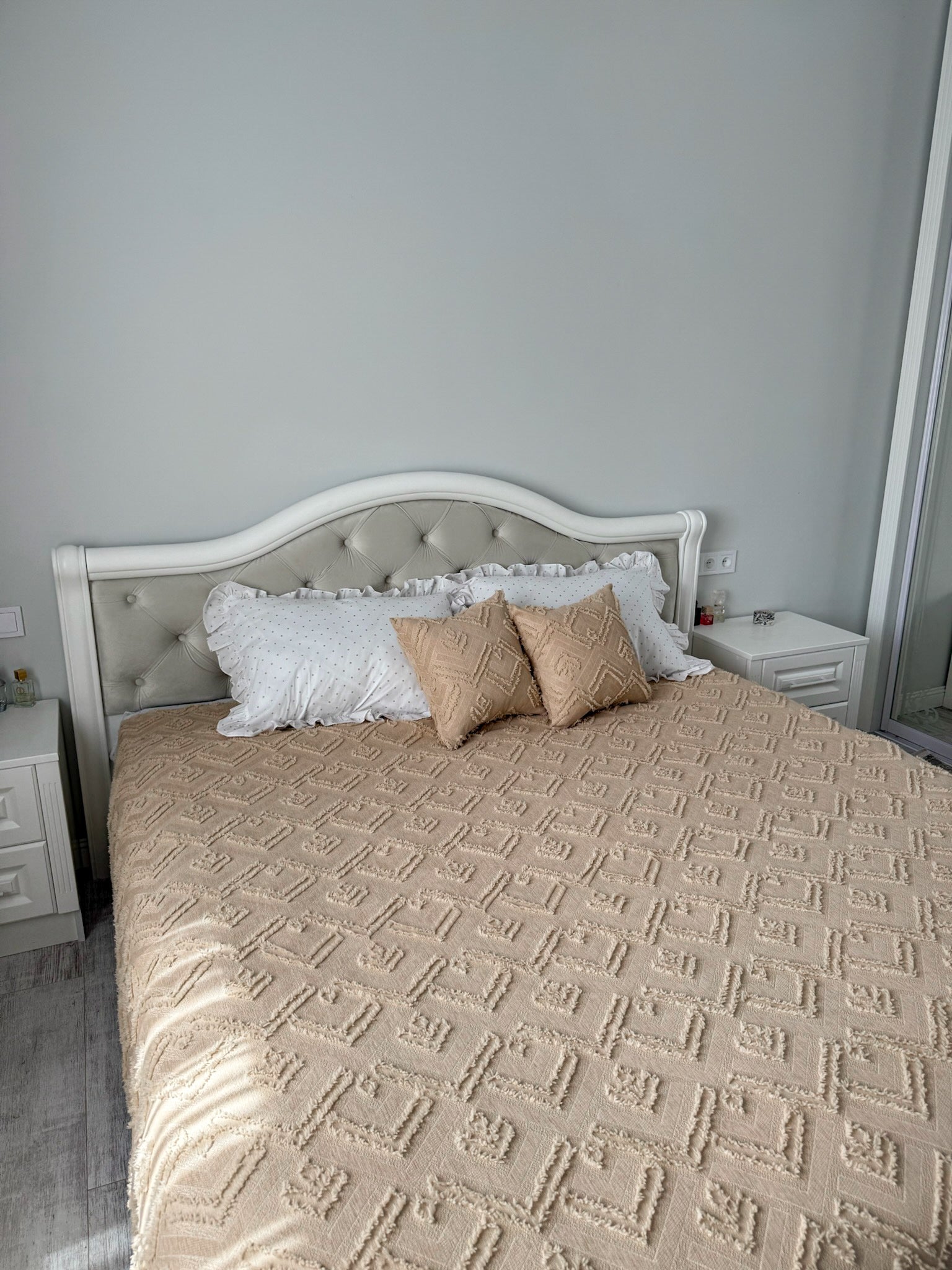 Warm Beige Scandinavian Bedspread
