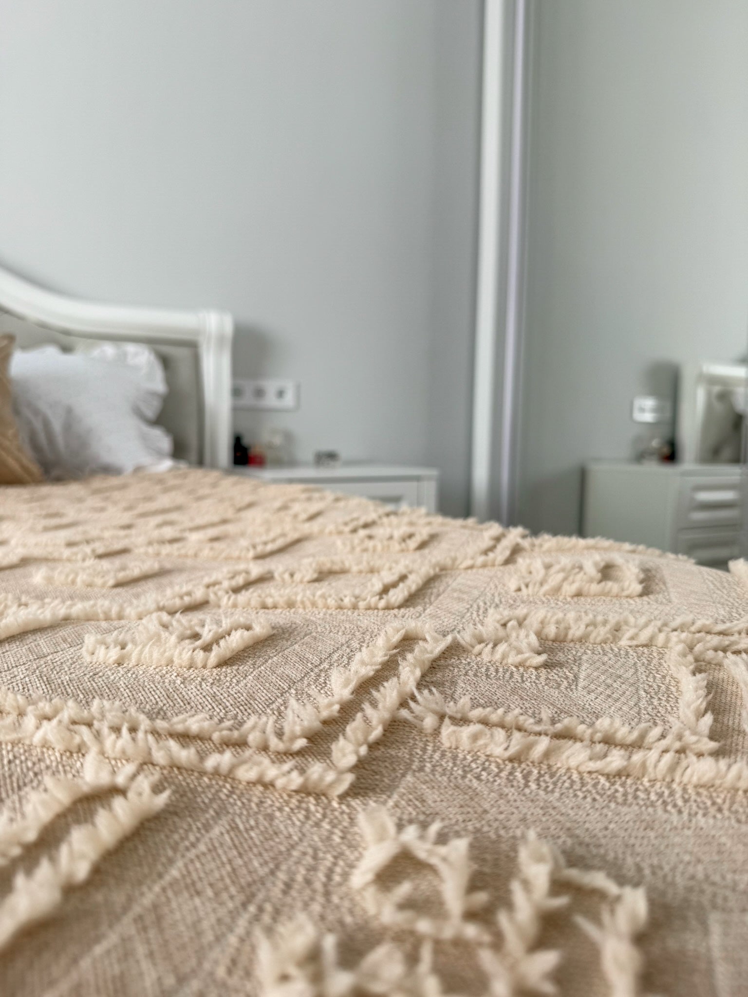 Warm Beige Scandinavian Bedspread