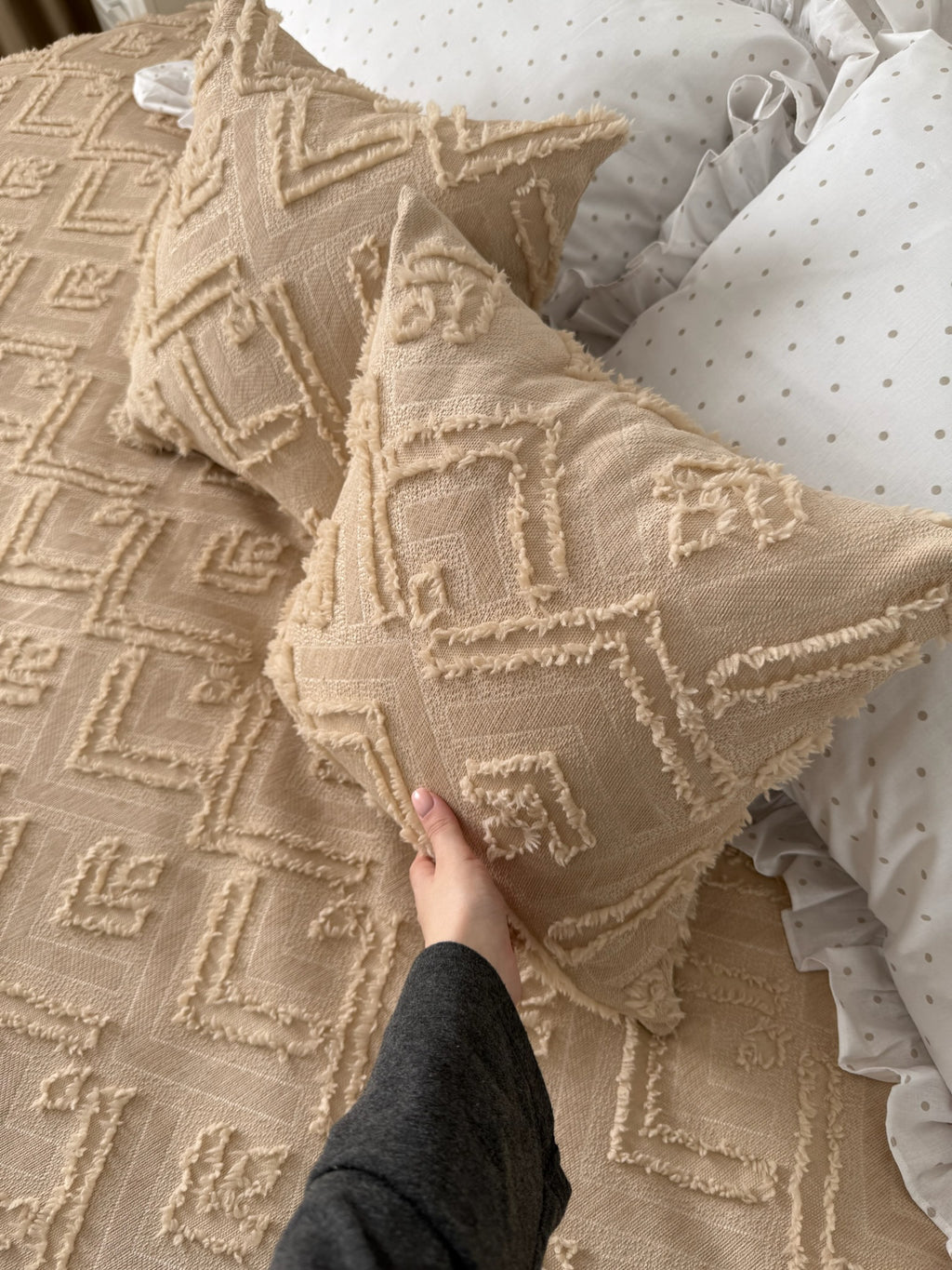 Warm Beige Scandinavian Bedspread