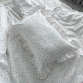 White Cotton Ranforce Ruffle Bedding Set with Red Hearts