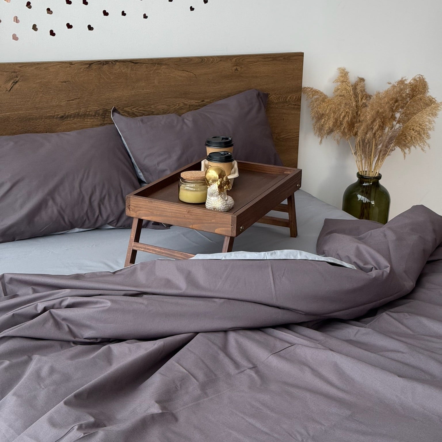 Graphite and Gray Cotton Bedding Set