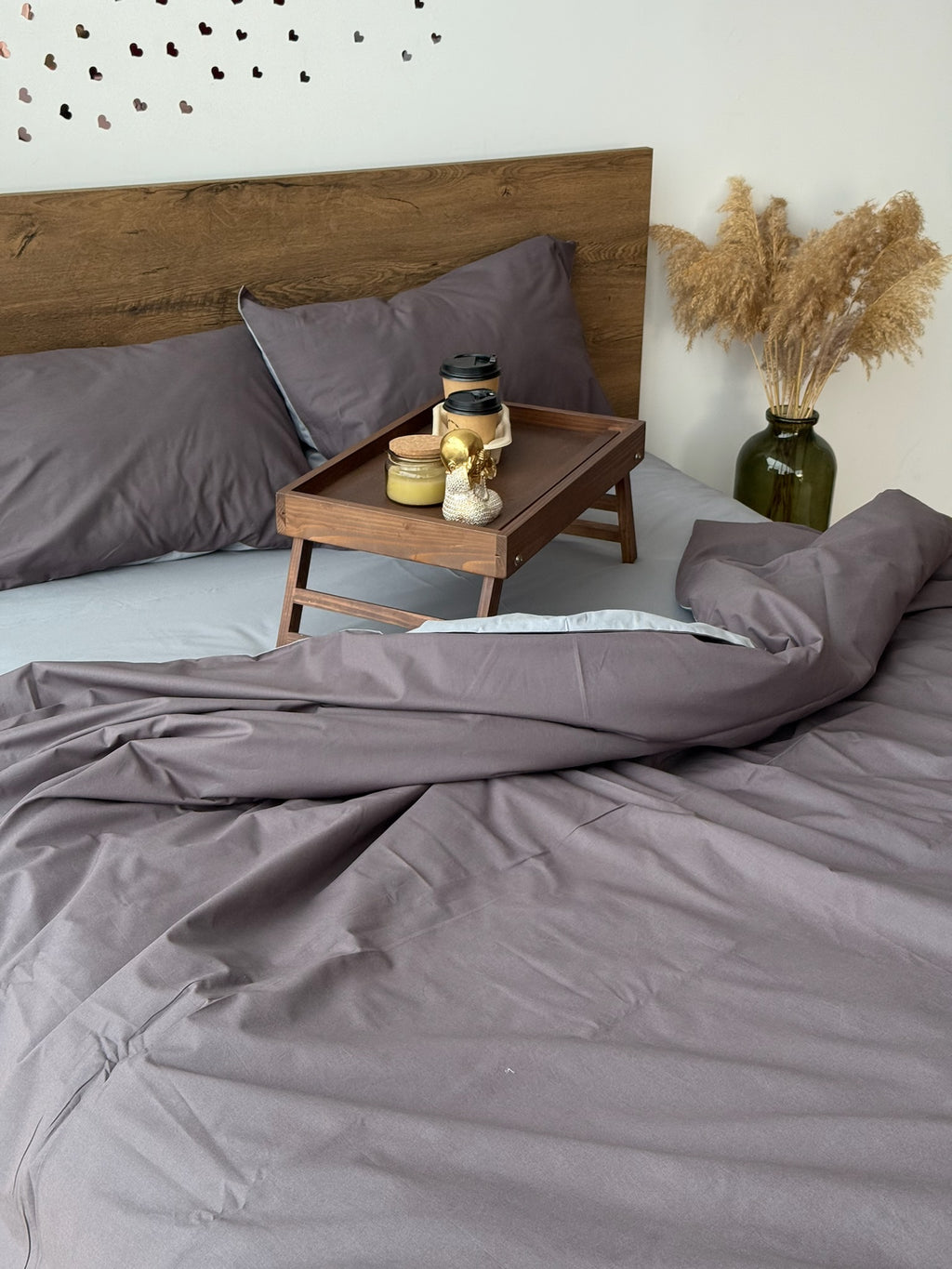 Graphite and Gray Cotton Bedding Set