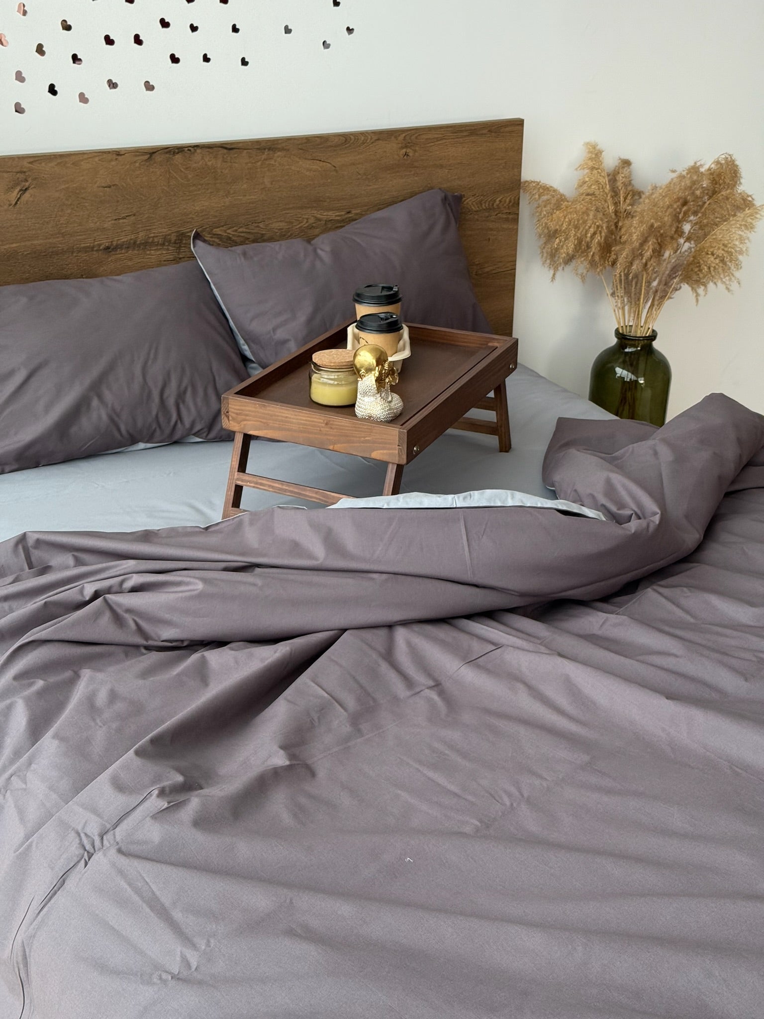 Graphite and Gray Cotton Bedding Set