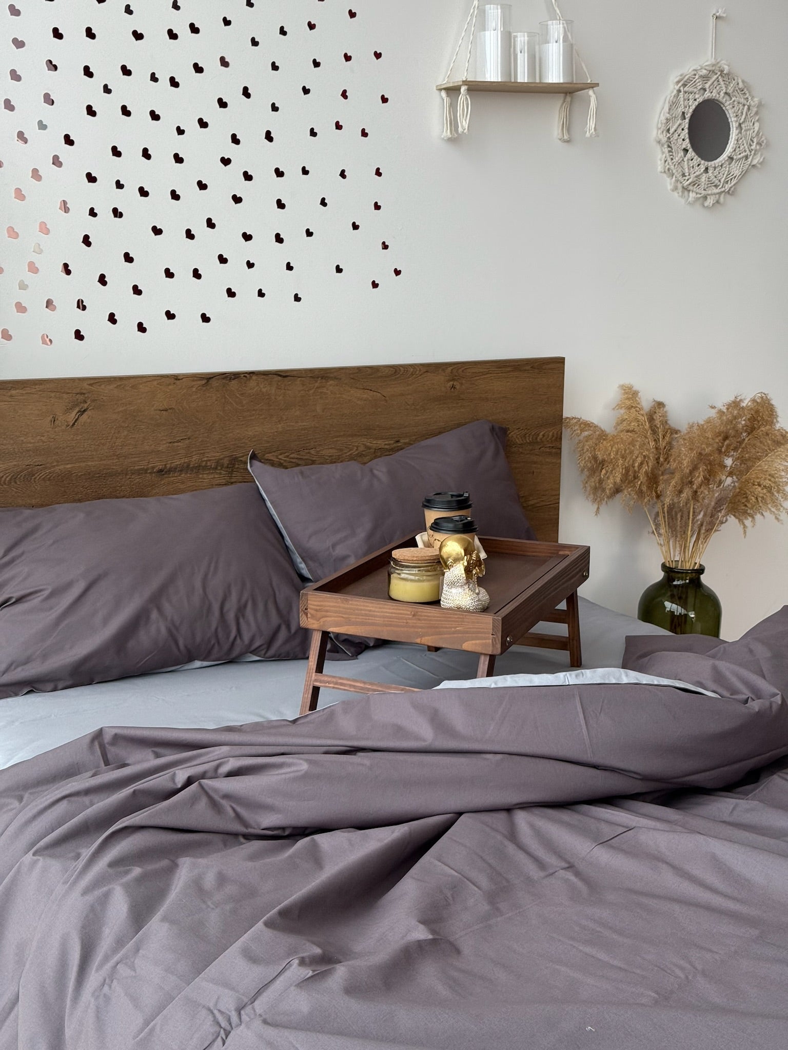Graphite and Gray Cotton Bedding Set