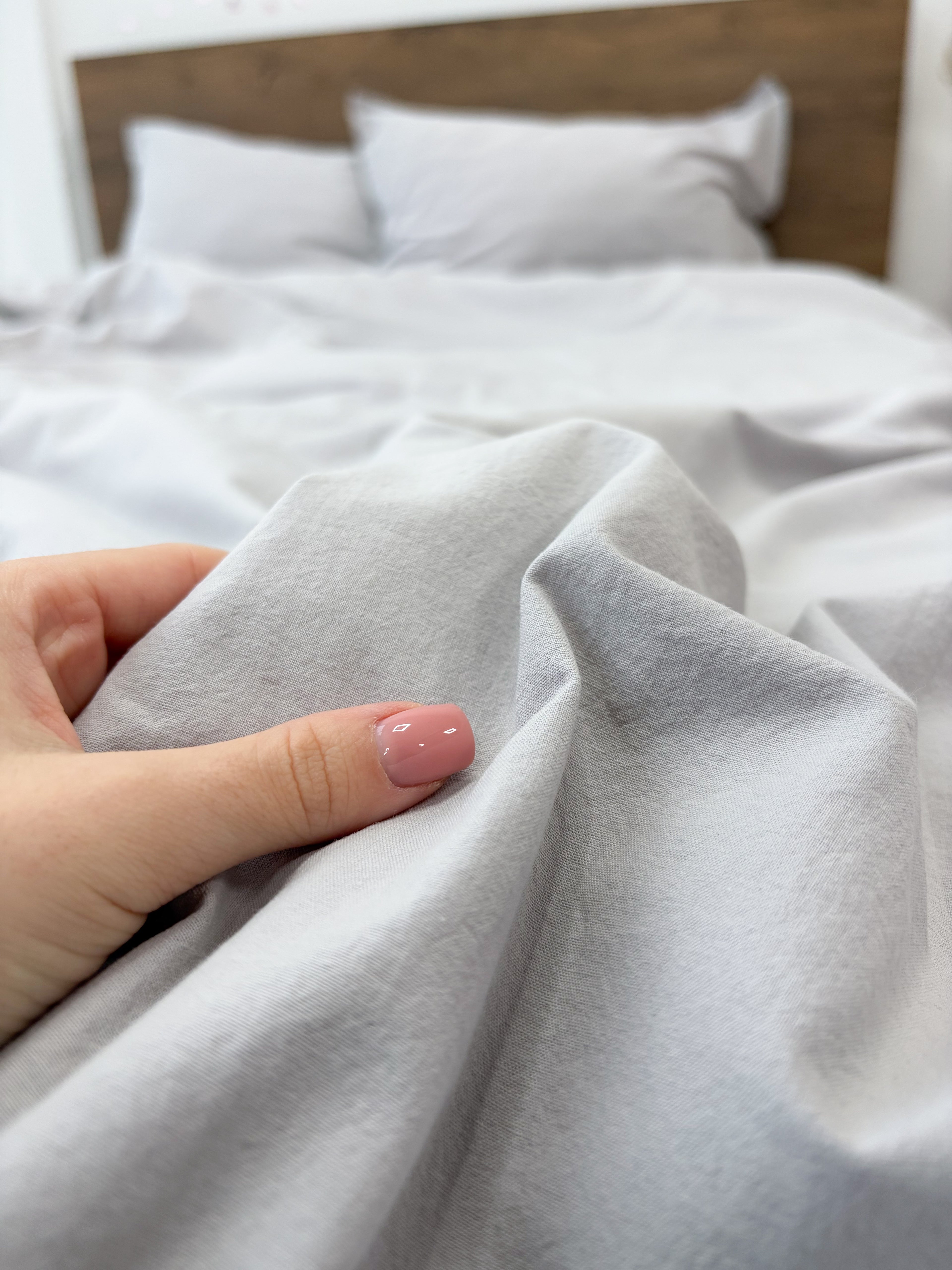 Light Gray Washed Cotton Bedding Set