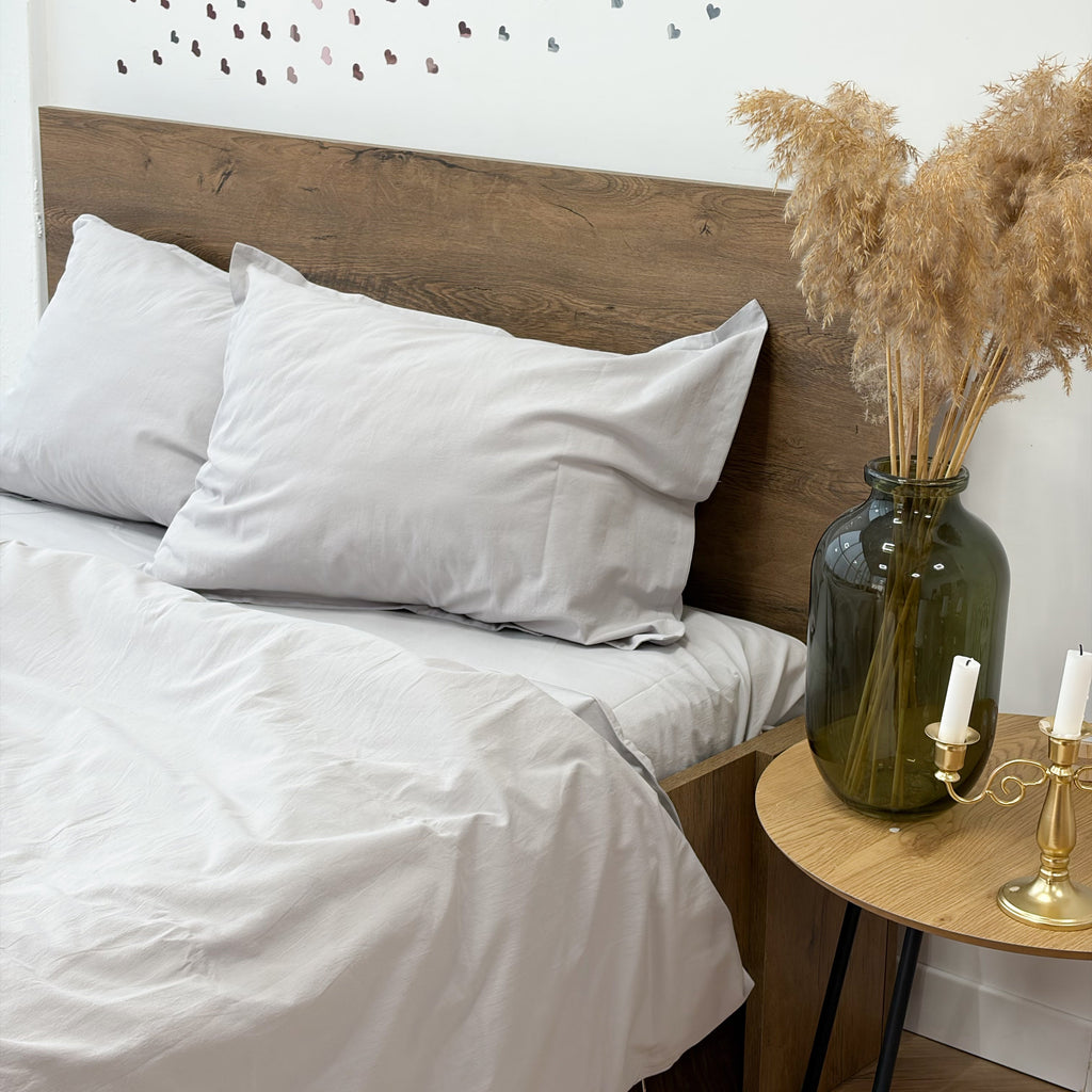 Light Gray Washed Cotton Bedding Set