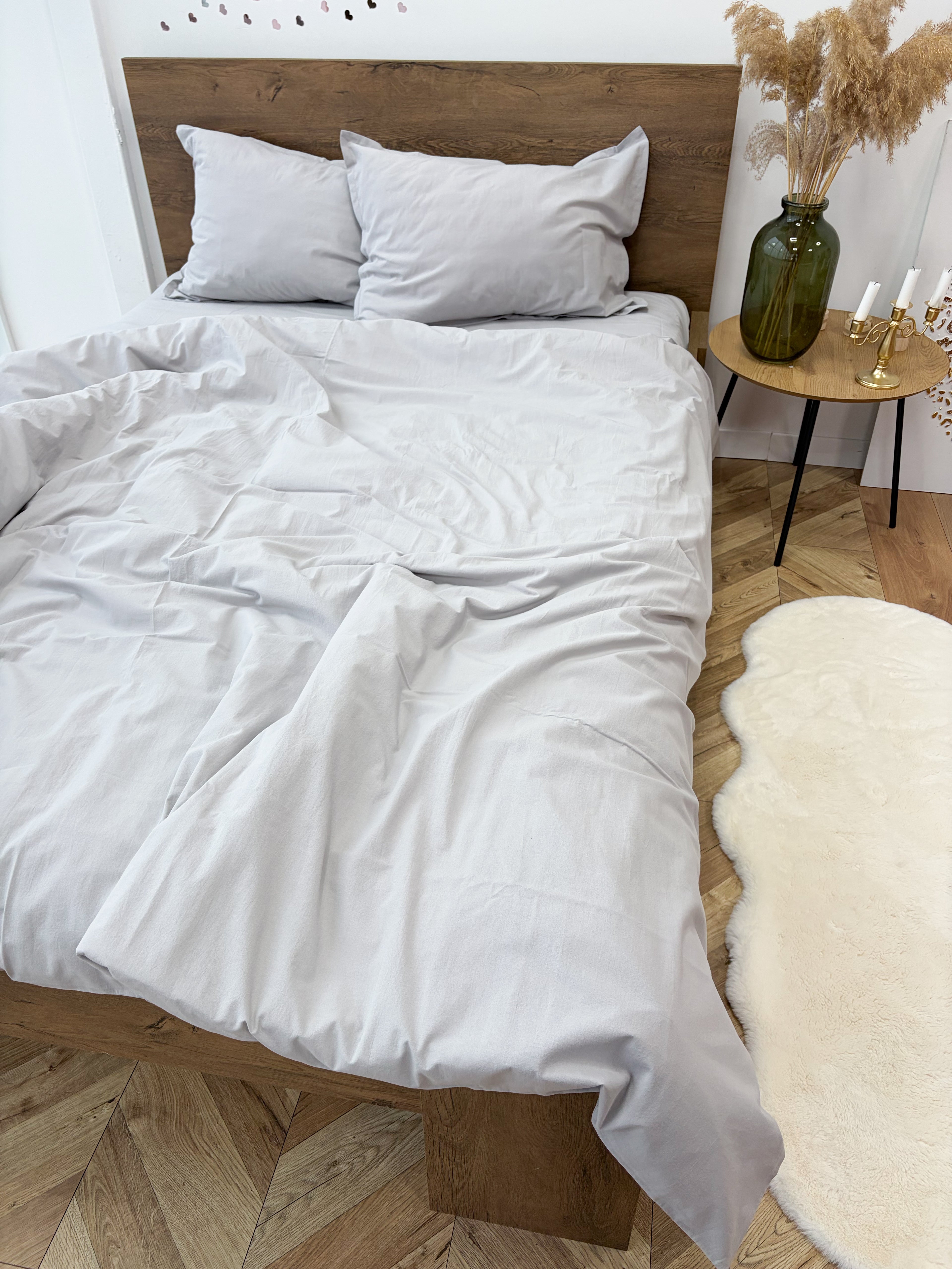 Light Gray Washed Cotton Bedding Set