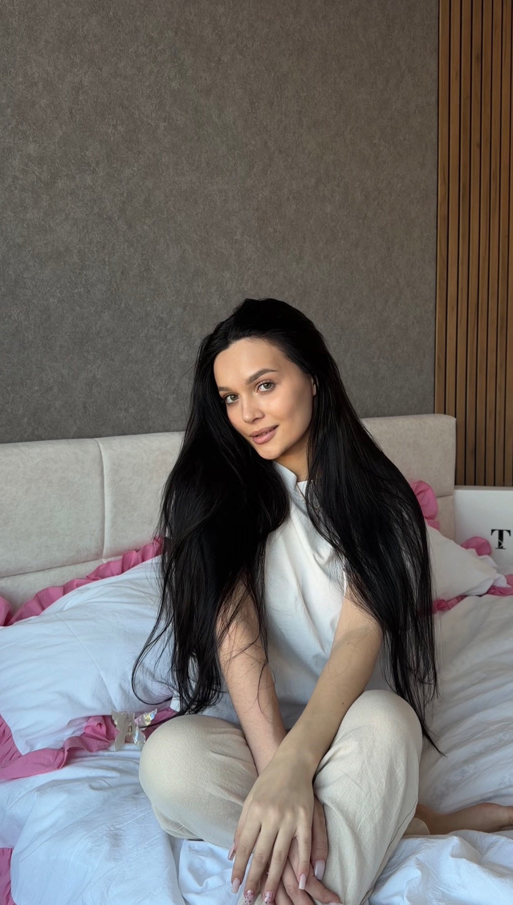 White Washed Cotton Ruffle Bedding Set | Pink Ruffles | Handmade | Made to Order