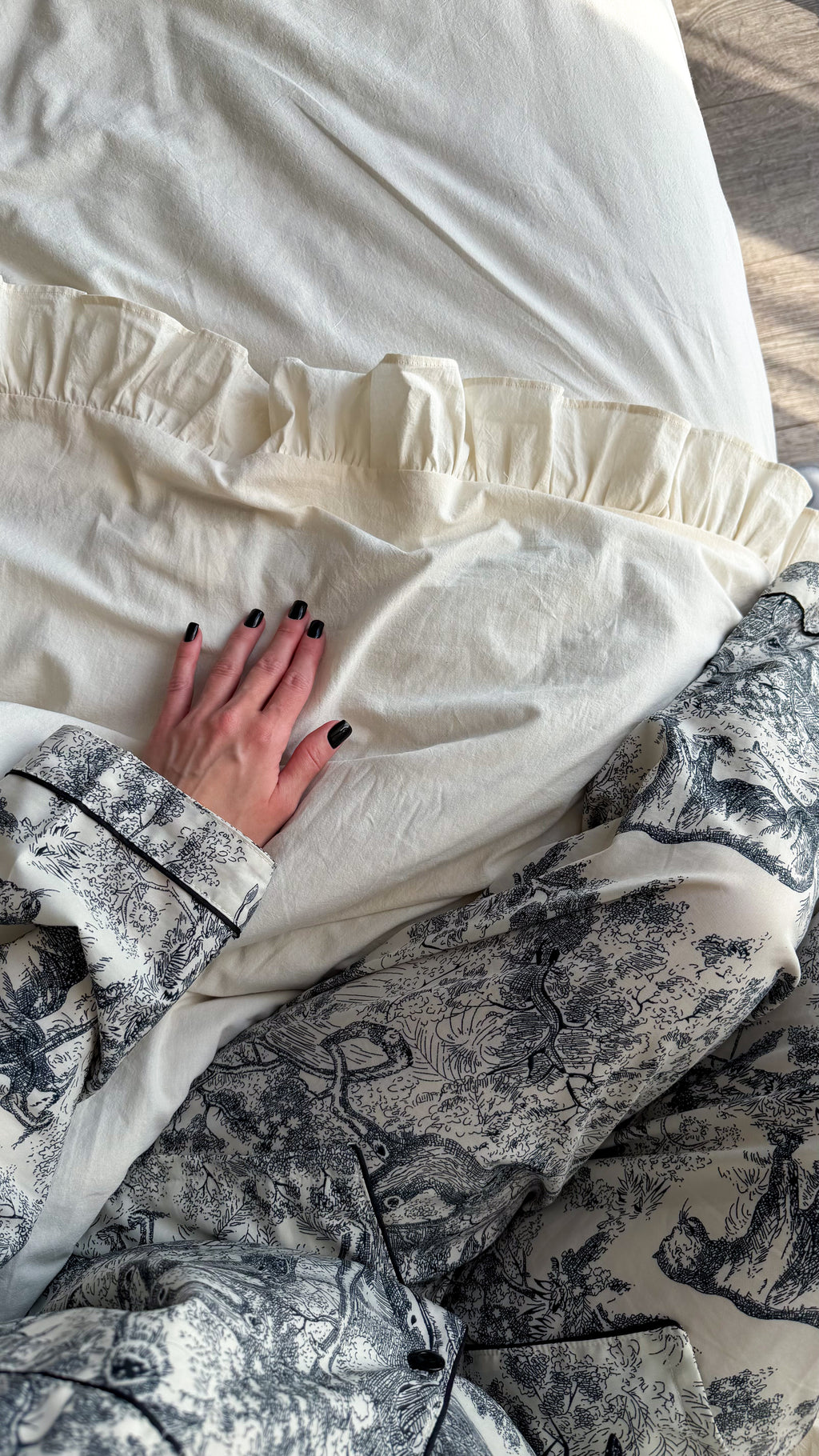 Ivory Washed Cotton Ruffle Bedding Set | Handmade | Made to Order