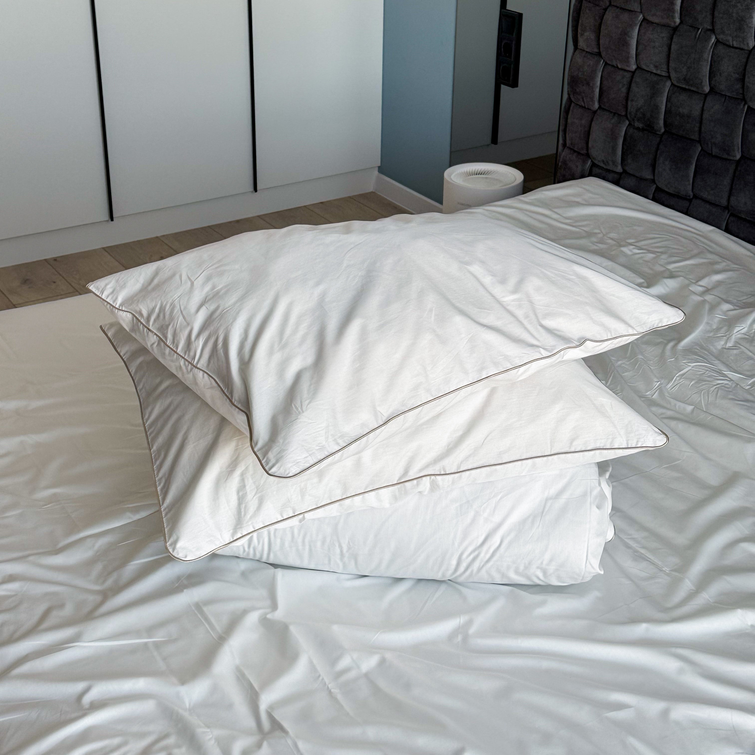 Premium Milk Percale Bedding Set with Piping
