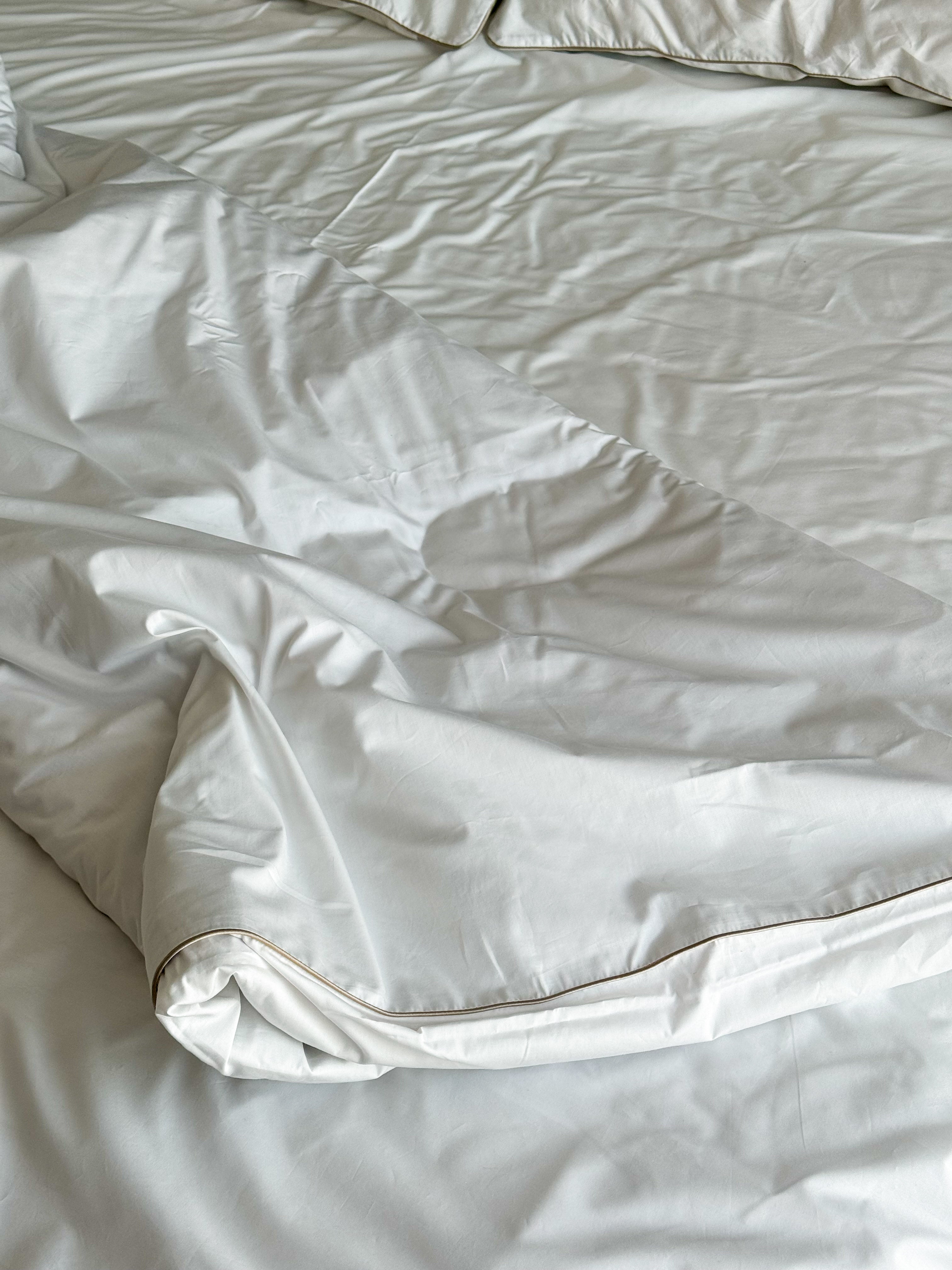 Premium Milk Percale Bedding Set with Piping