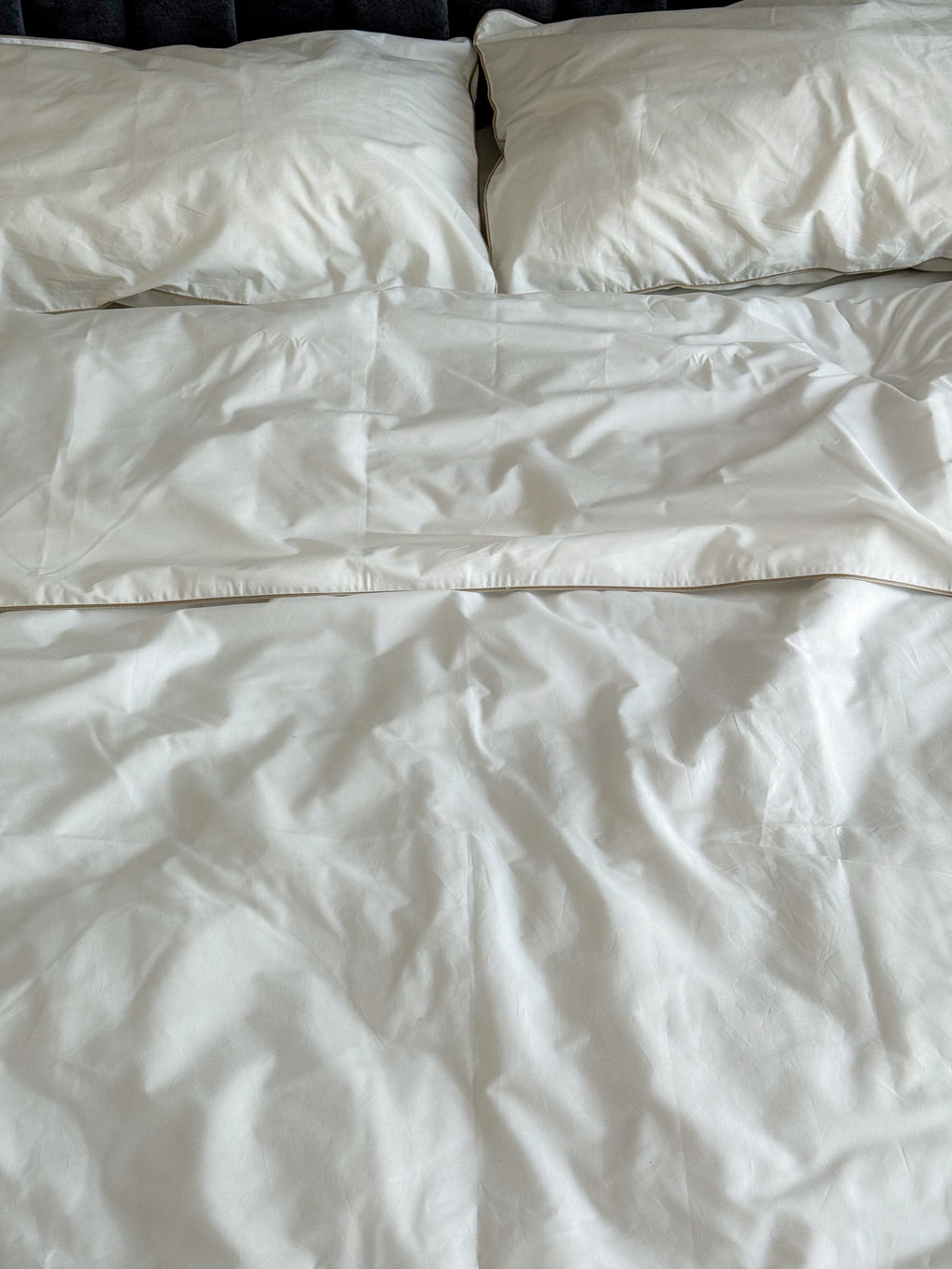 Premium Milk Percale Bedding Set with Piping
