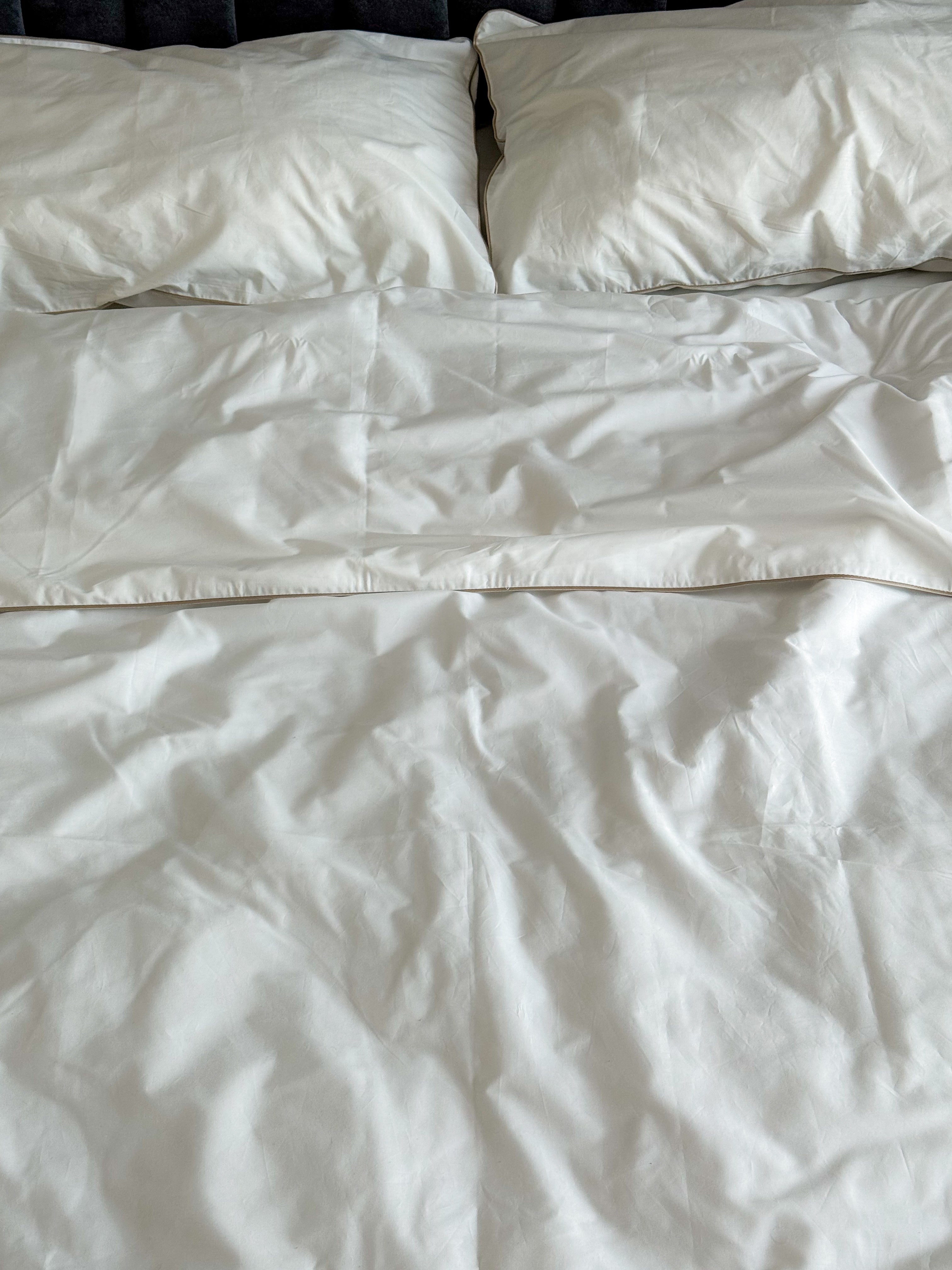 Premium Milk Percale Bedding Set with Piping