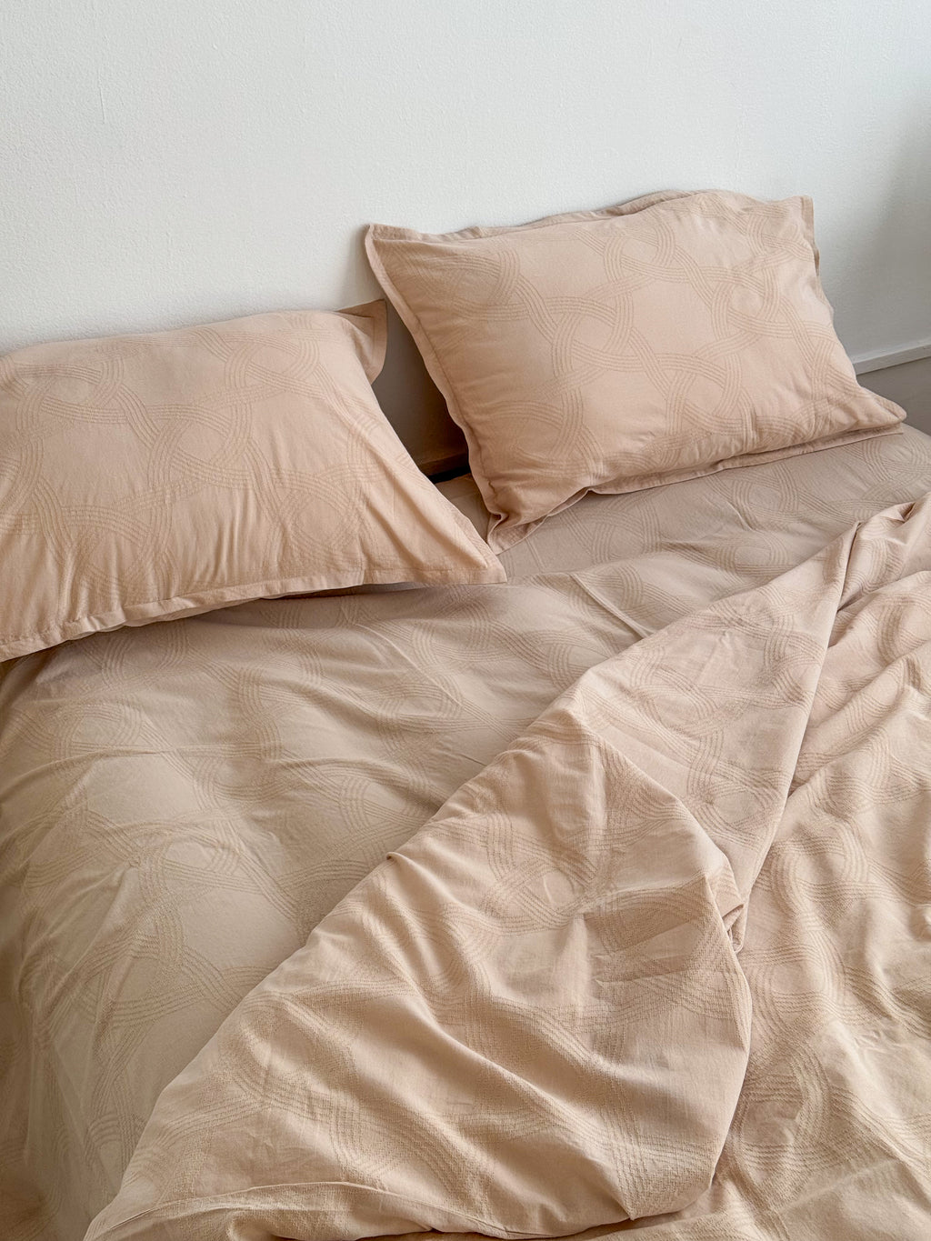Beige Washed Cotton Jacquard Bedding Set