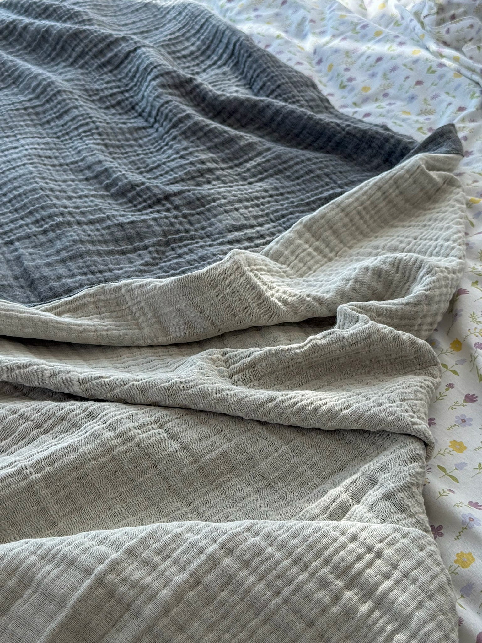 Dark Gray Muslin Throw Blanket / Bed Cover