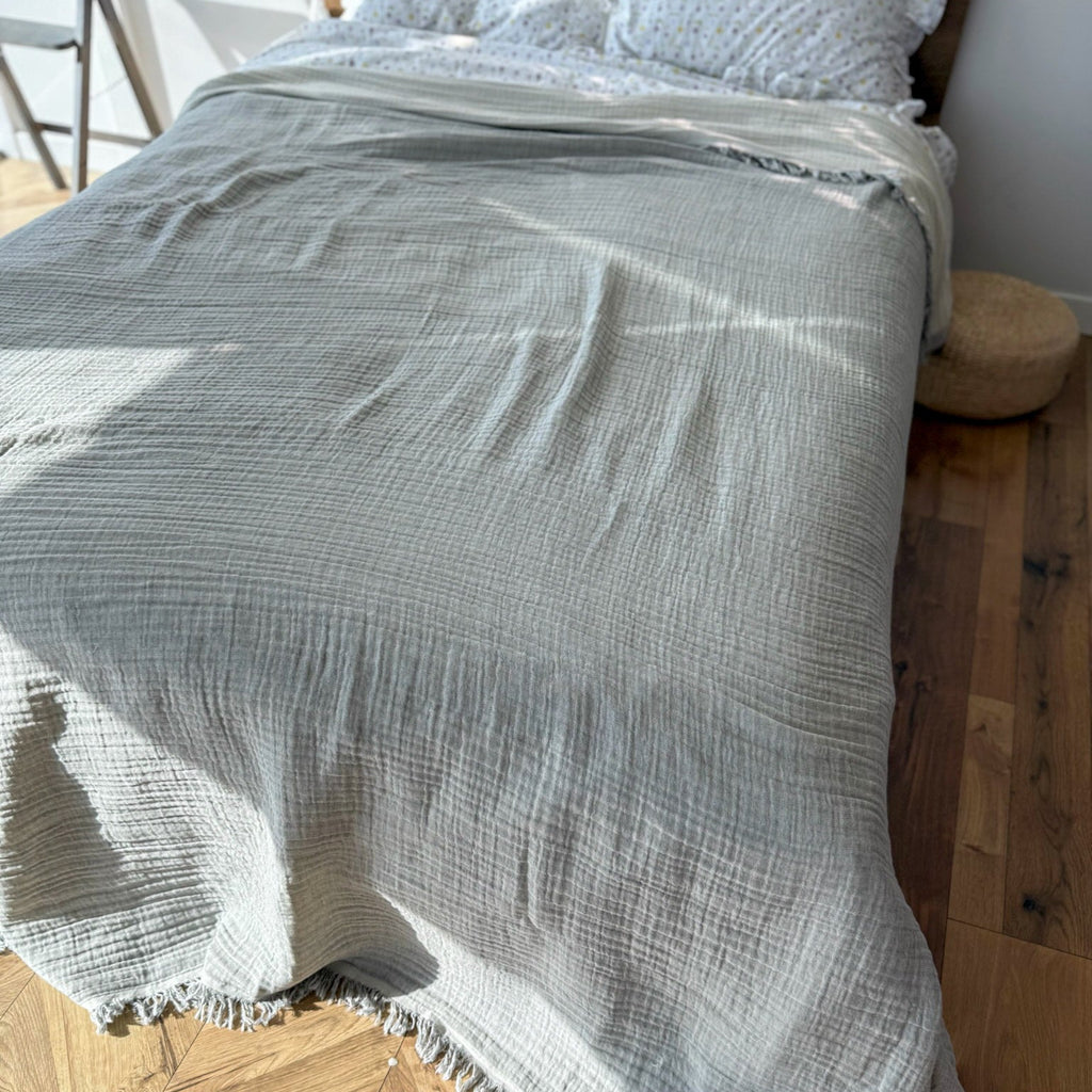 Light Gray Muslin Throw Blanket