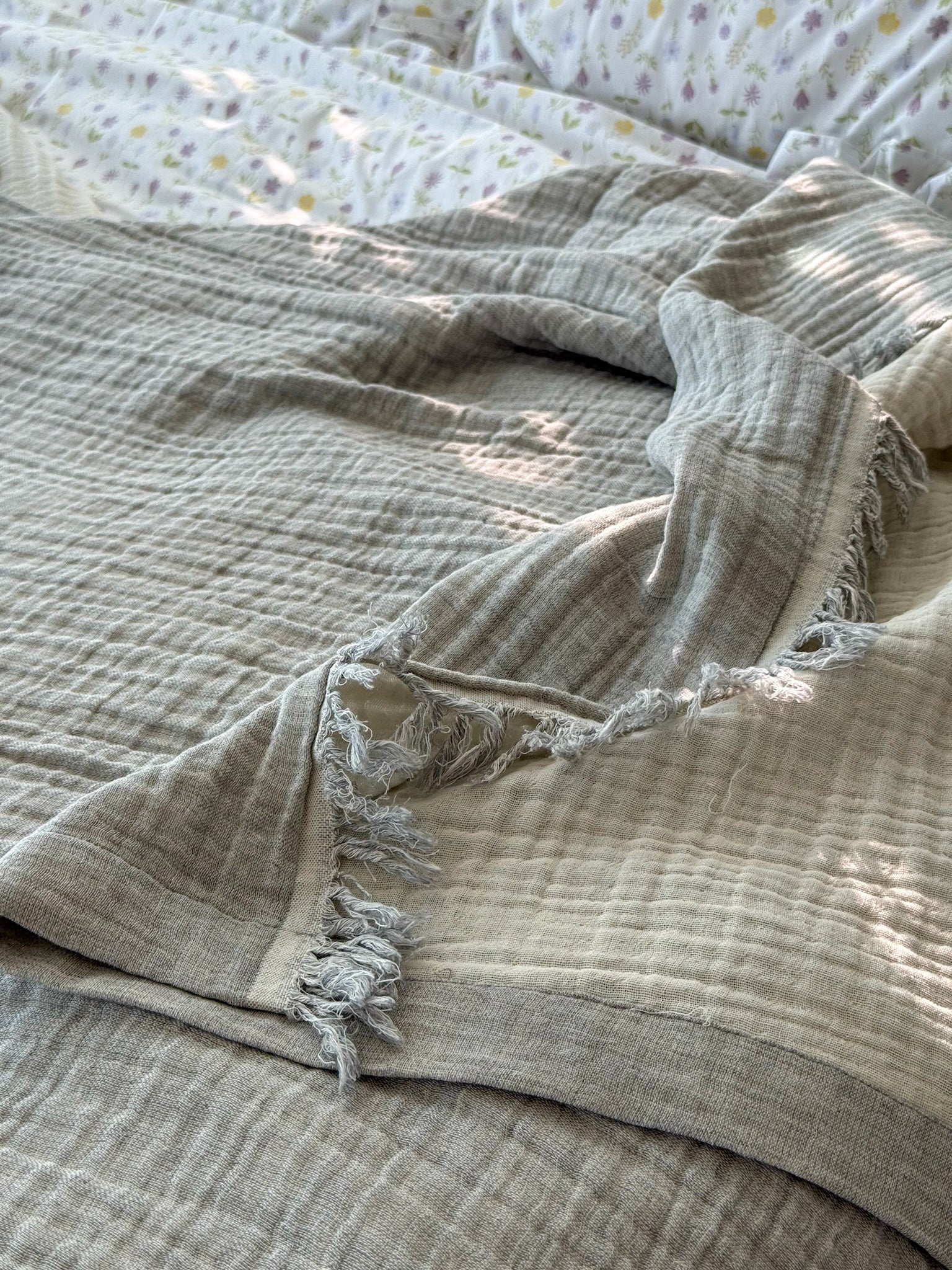 Light Gray Muslin Throw Blanket