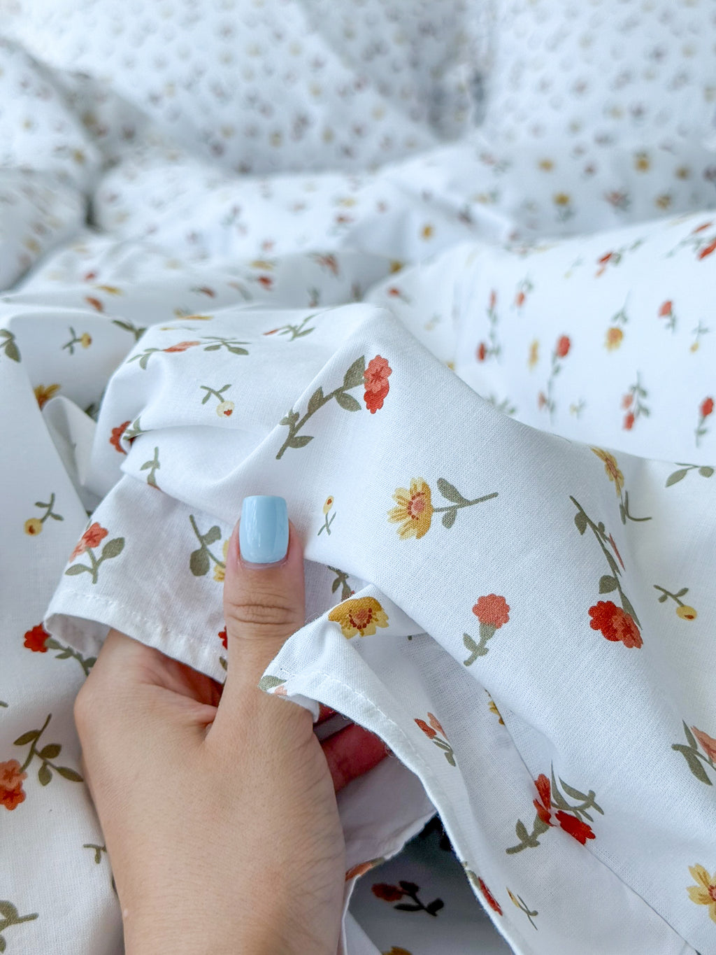 Small Floral Print Ruffle Cotton Bedding Set