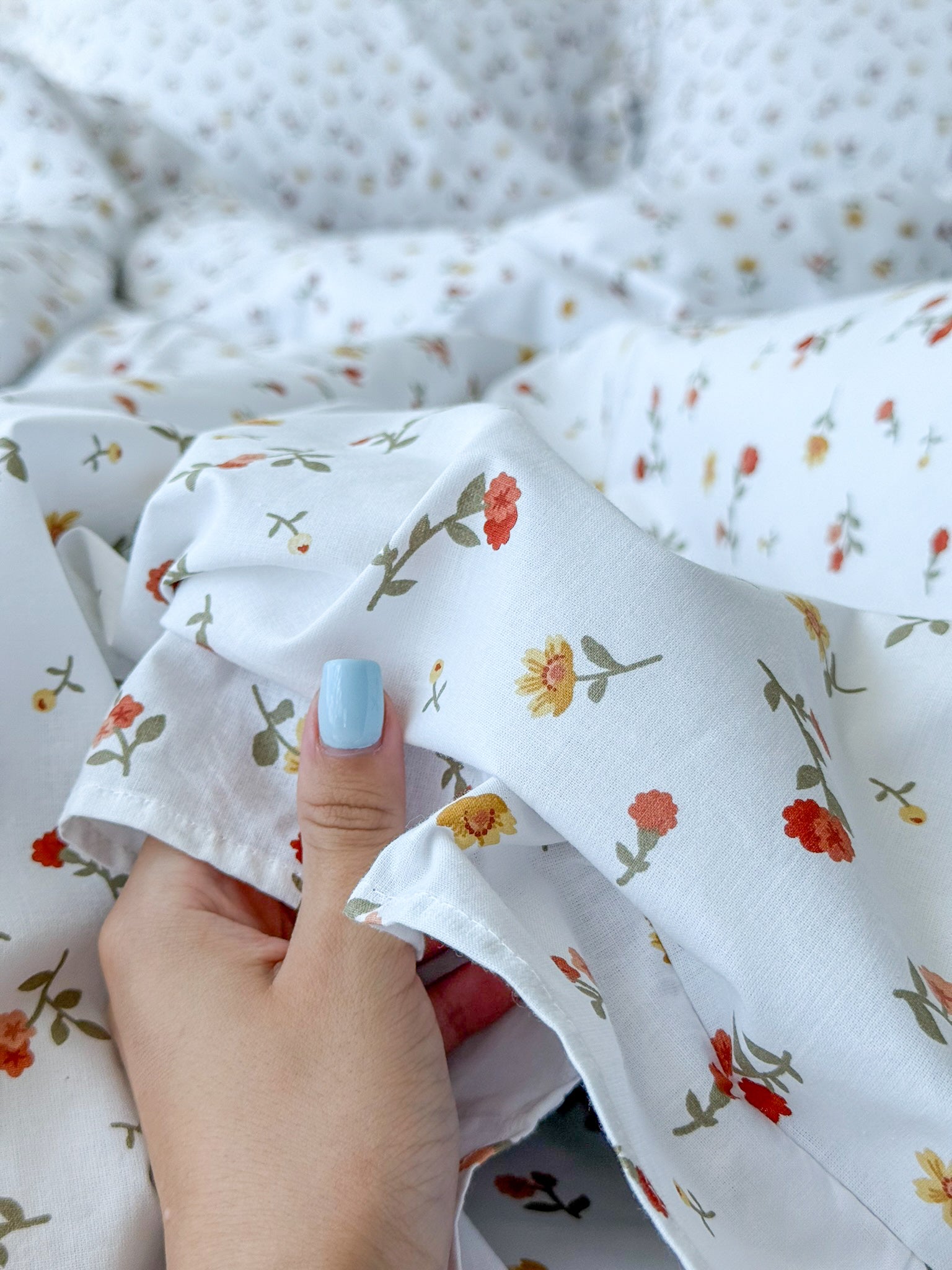 Small Floral Print Ruffle Cotton Bedding Set