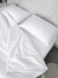 White Cotton Stripe Sateen Duvet Cover Set — photo 1