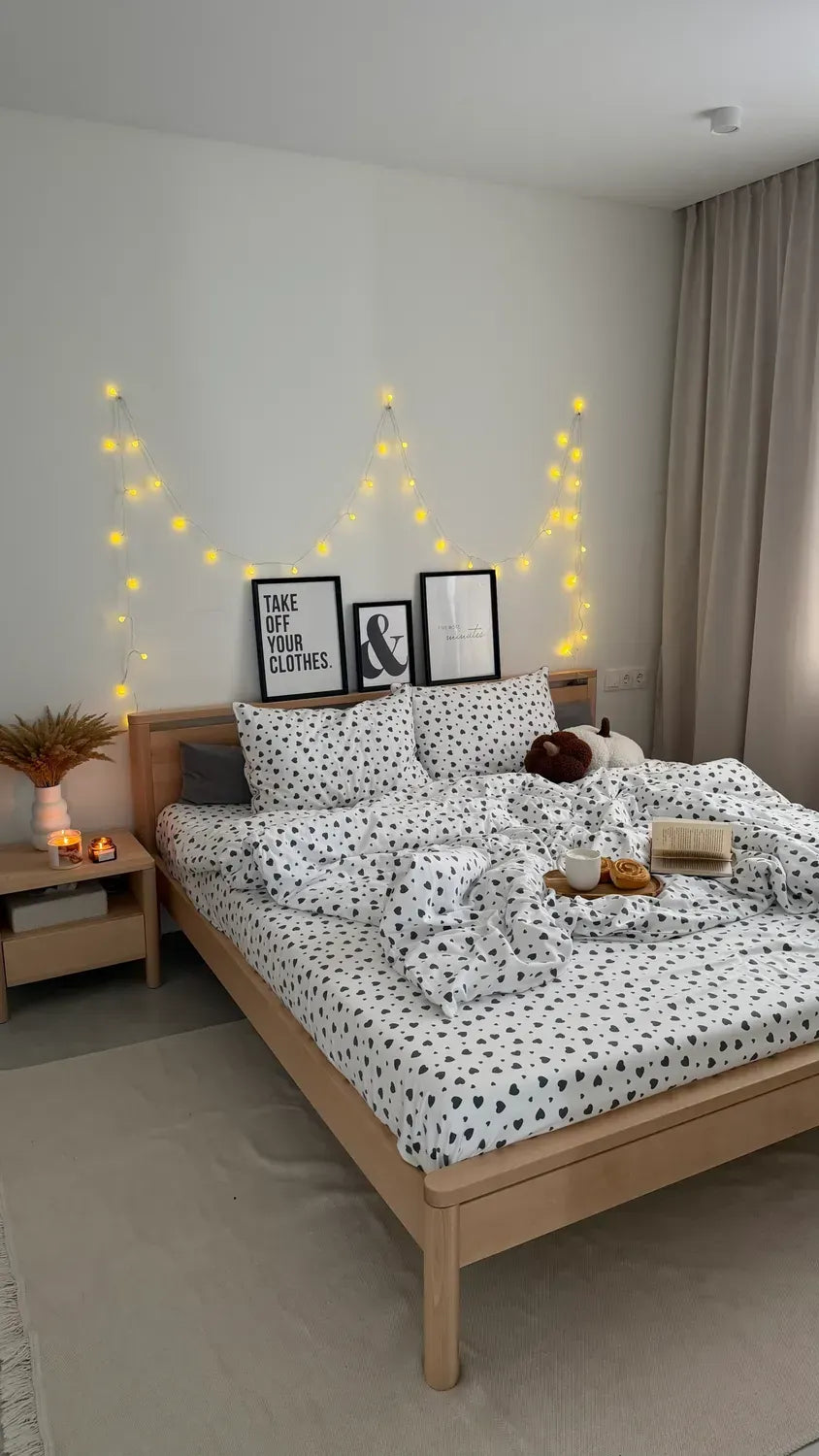 Black Hearts Cotton Flannel Duvet Cover Set — photo 4