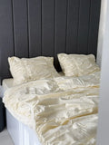 Cream Ruched Satin Duvet Cover Set — photo 1