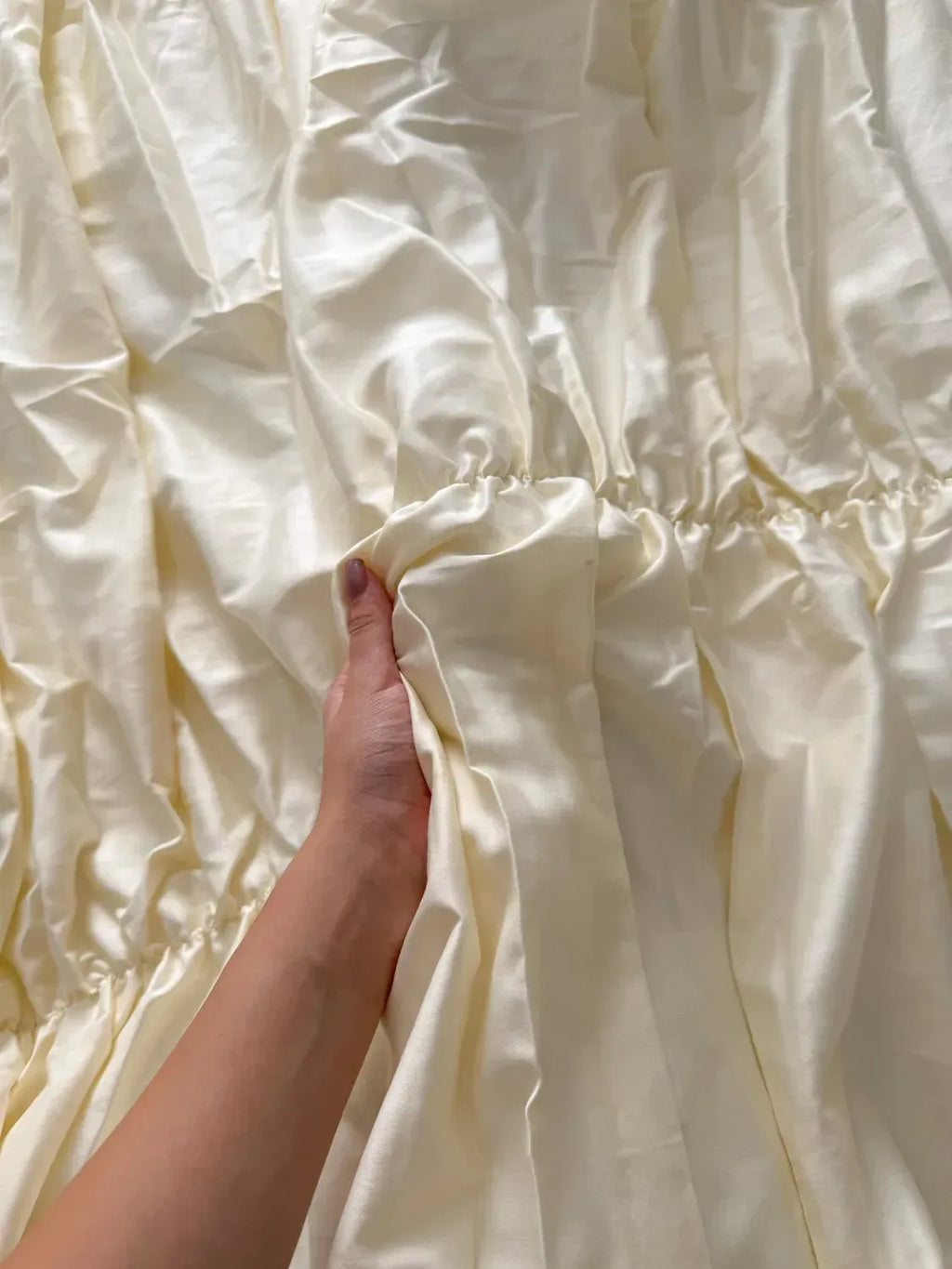 Cream Ruched Satin Duvet Cover Set — photo 4