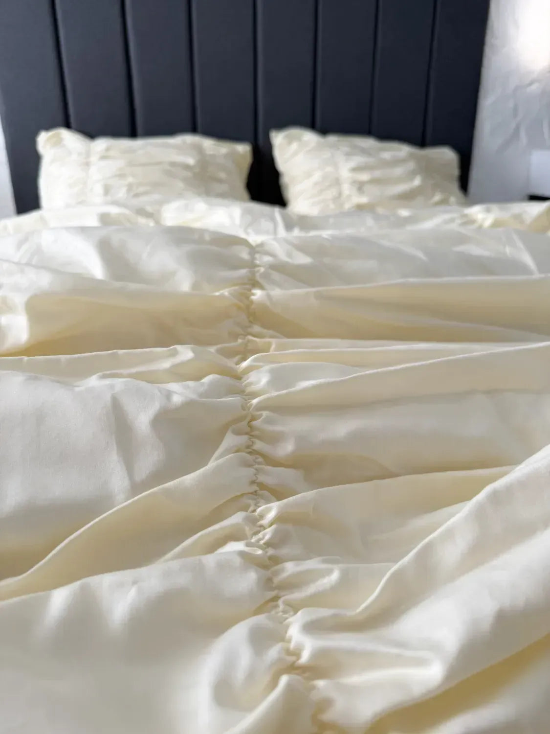 Cream Ruched Satin Duvet Cover Set — photo 5