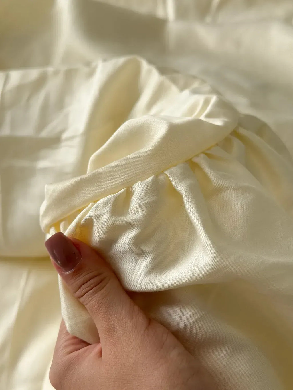 Cream Ruched Satin Duvet Cover Set — photo 7