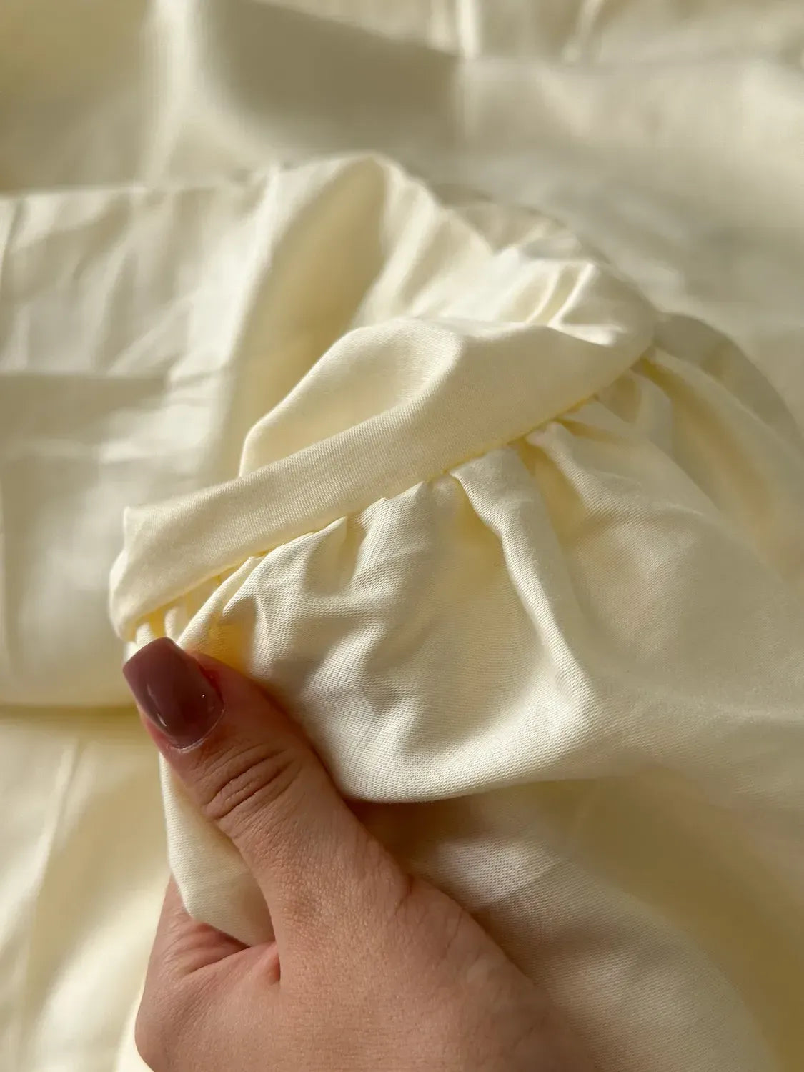 Cream Ruched Satin Duvet Cover Set — photo 7