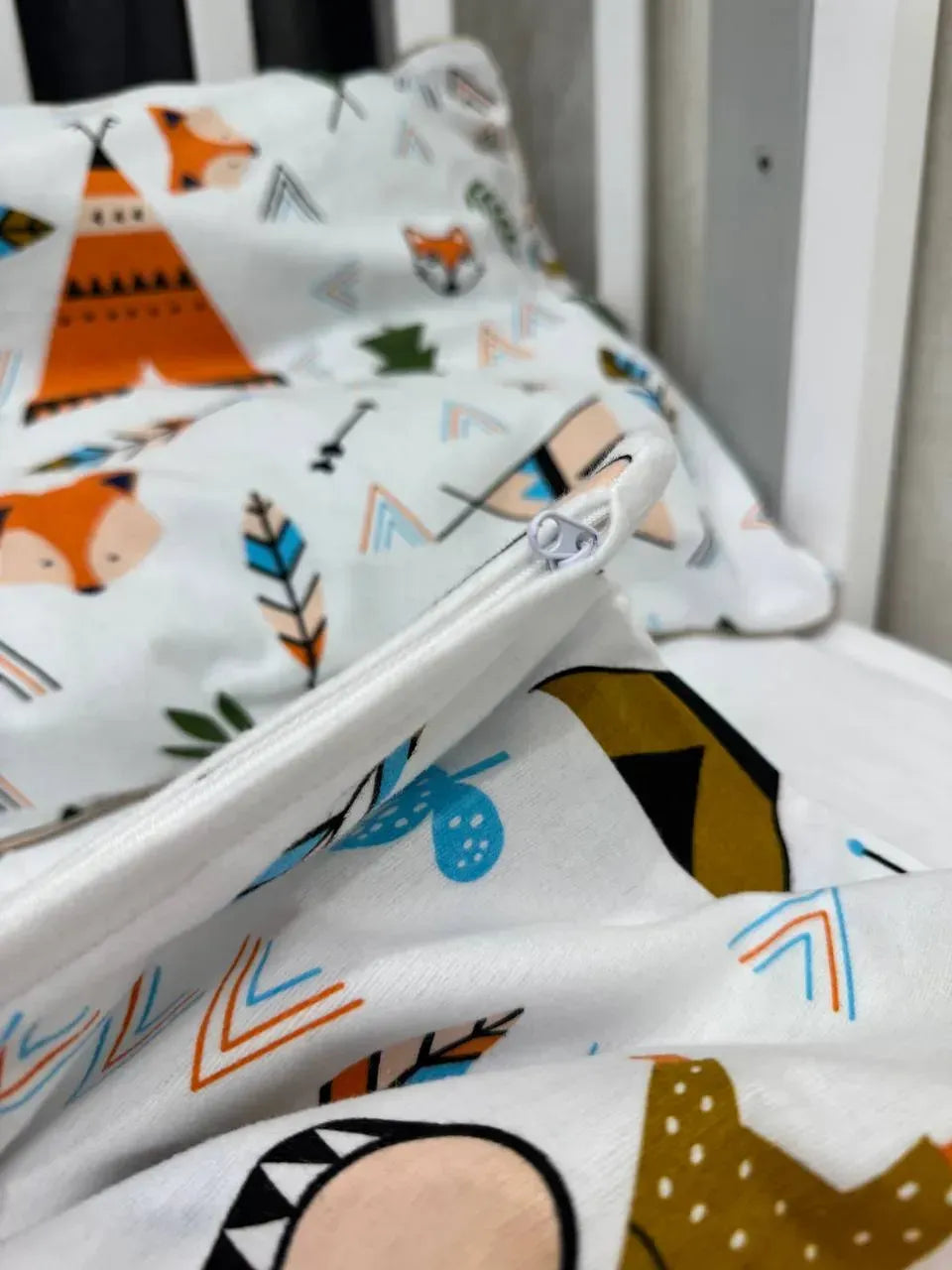 Fox Print Cotton Flannel Duvet Cover Set — photo 4