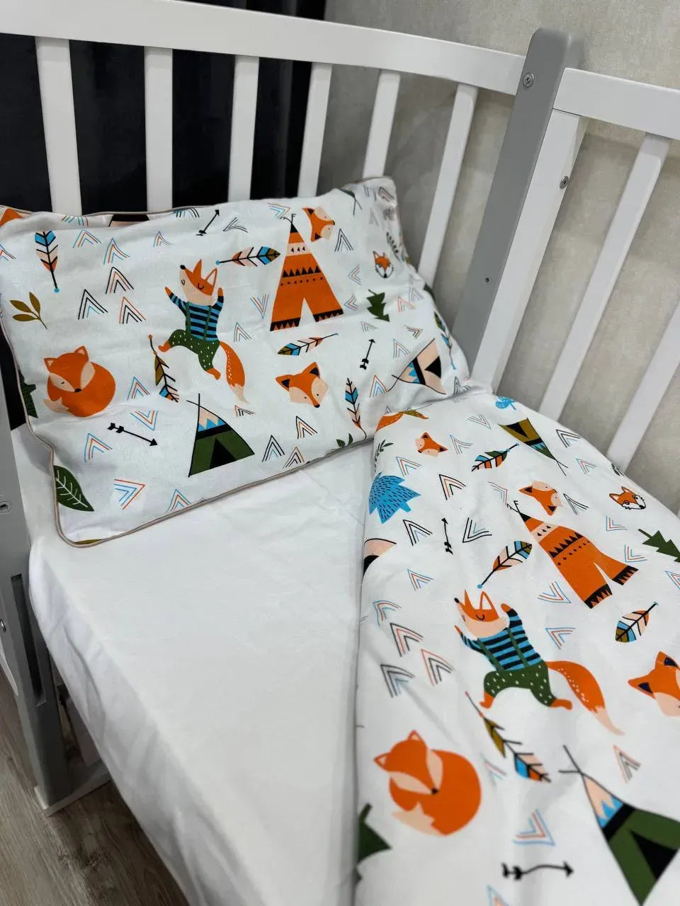 Fox Print Cotton Flannel Duvet Cover Set — photo 7