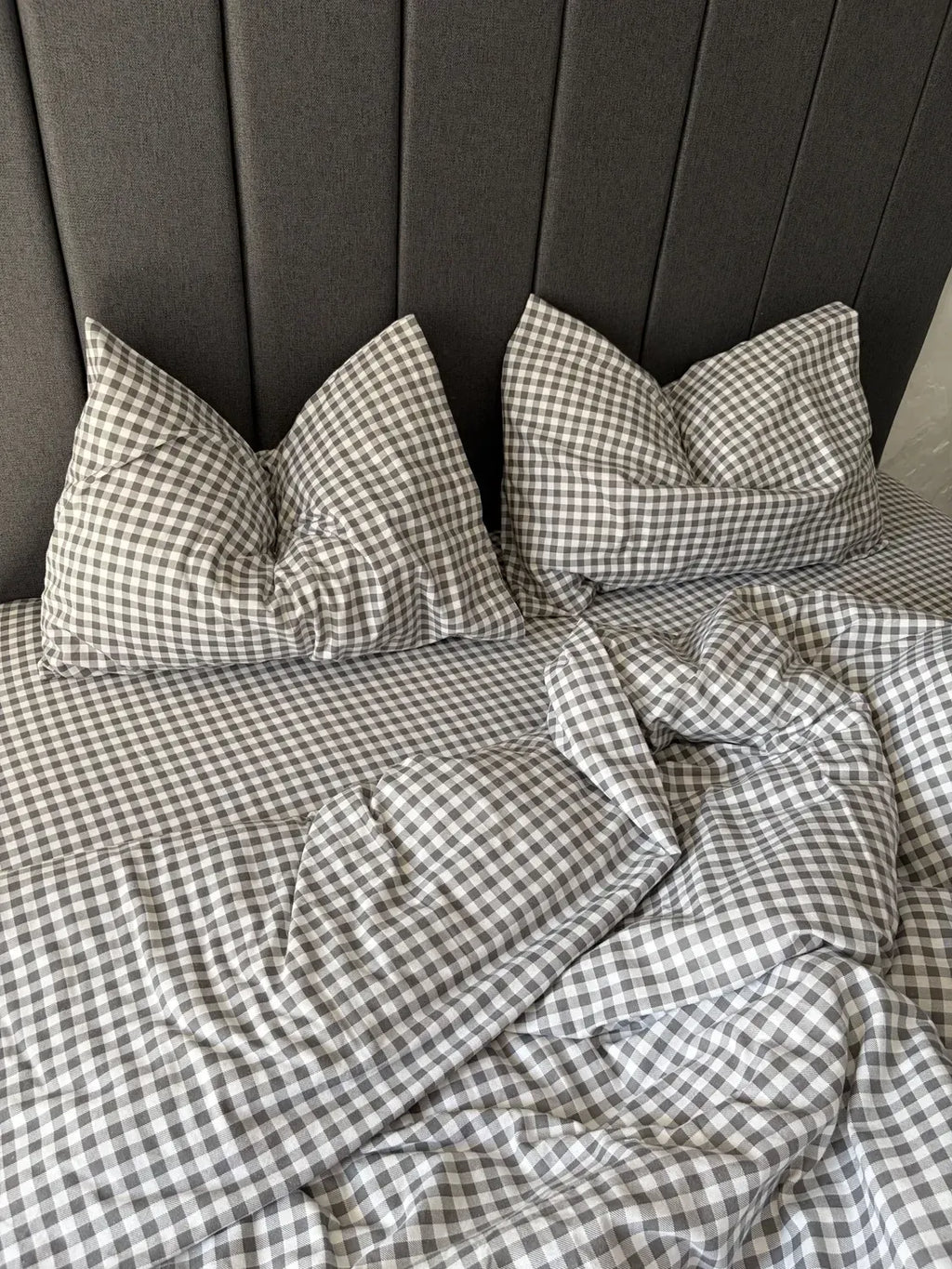 Gray Plaid Cotton Flannel Duvet Cover Set — photo 1