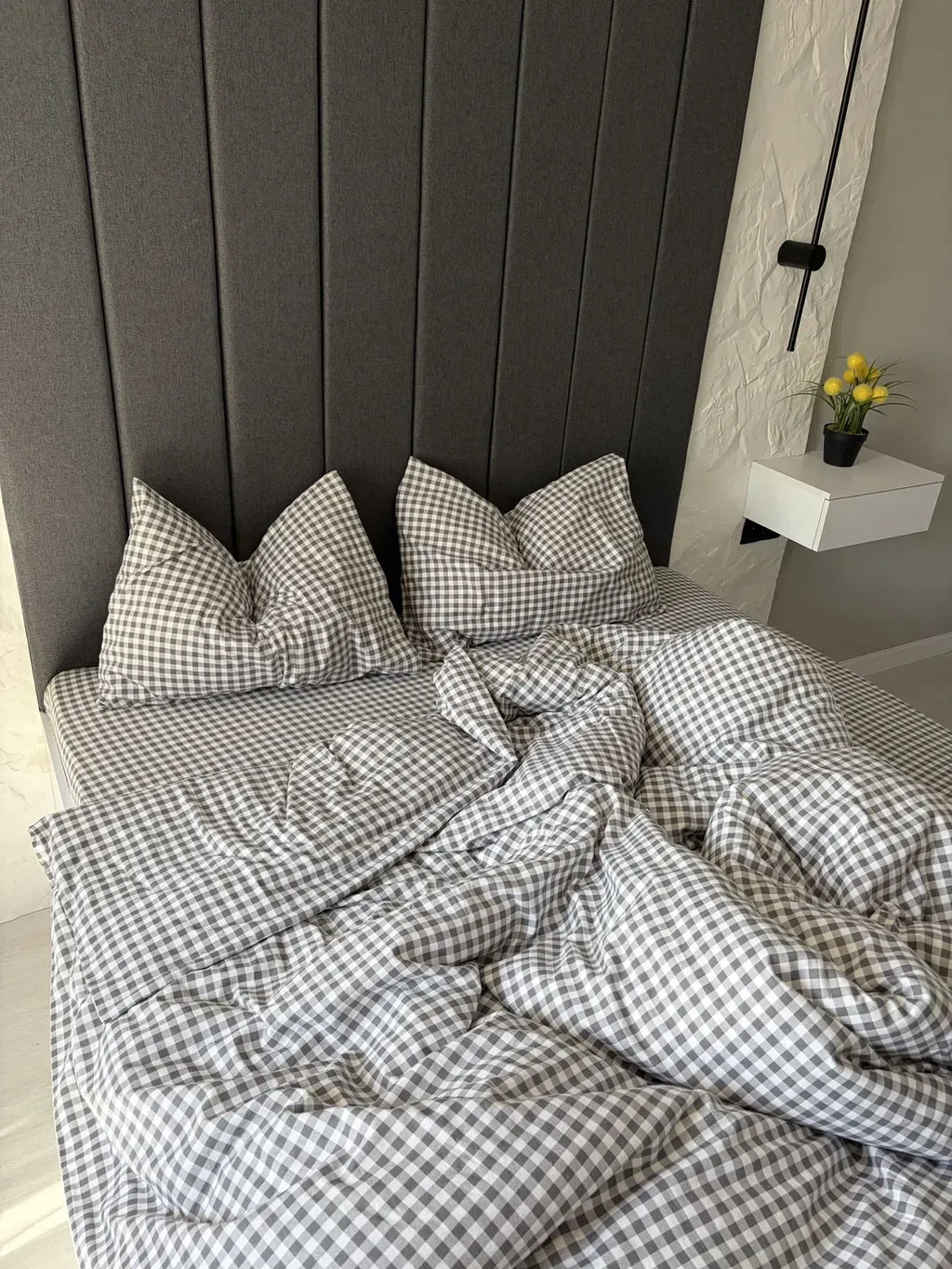 Gray Plaid Cotton Flannel Duvet Cover Set — photo 2